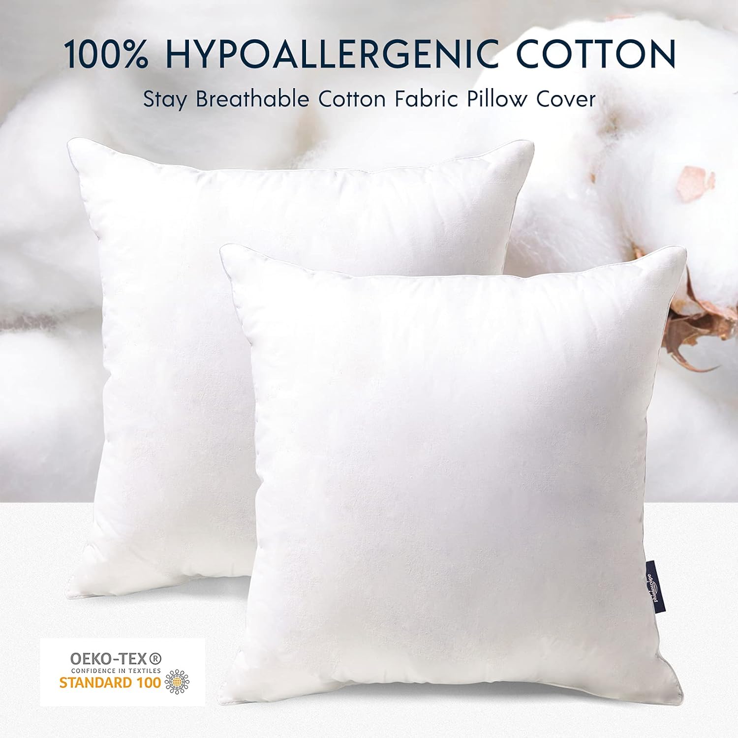 Phantoscope Throw Pillow Insert with 100% Cotton Cover, 26x26 Inch, 1 Pack