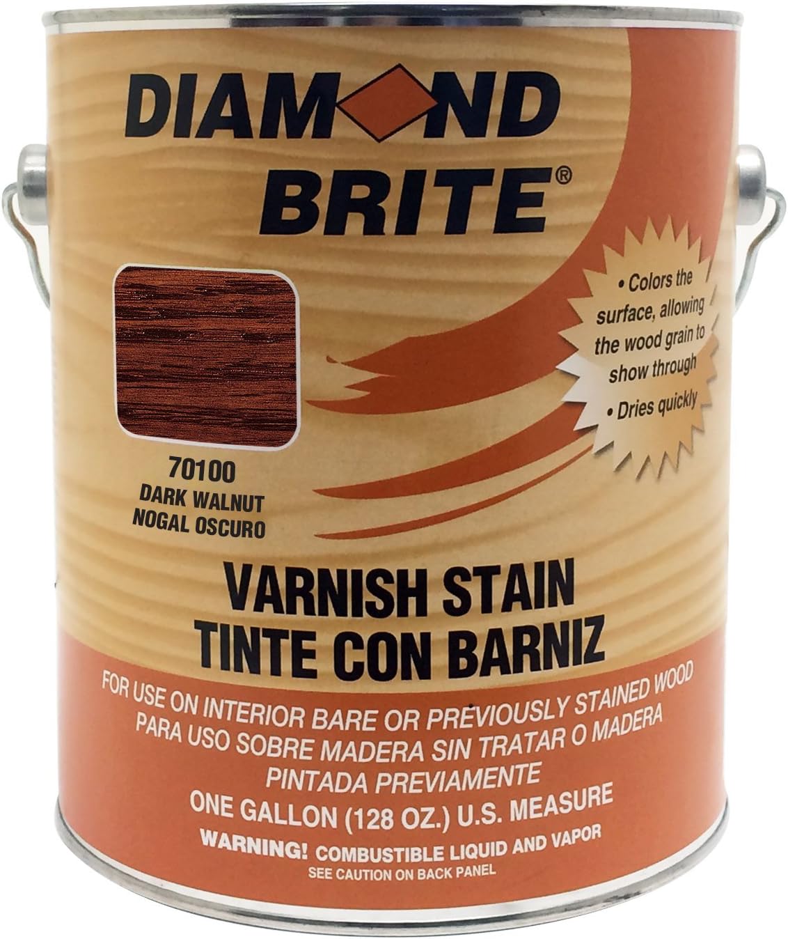 Diamond Brite Interior Varnish Stain, Walnut, 1 Gallon, 70200-1