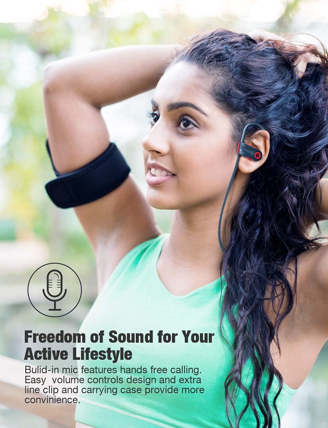 Otium Bluetooth Earbuds Wireless Headphones Bluetooth Headphones, Sports Earbuds, IPX7 Waterproof Stereo Earphones for Gym Running 15 Hours Playtime Sound Isolation Headsets,Black.