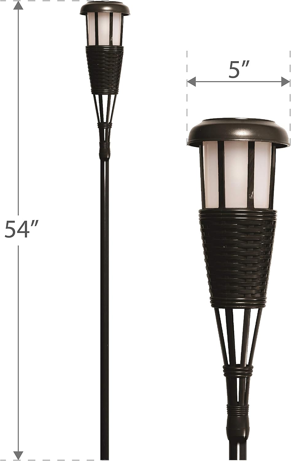 Newhouse Lighting FLTORCH2-B Solar-Powered Flickering Flame Effect LED Outdoor Island Torches for Landscape Lighting, Black Dark Chocolate Finish