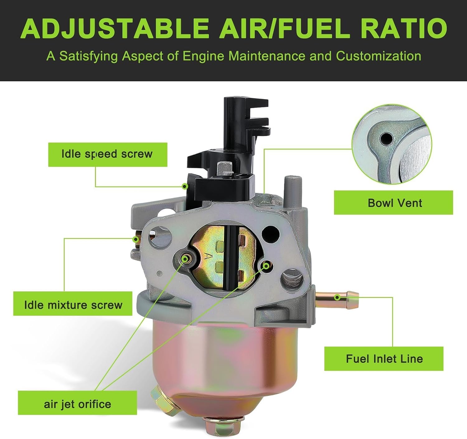 Carburetor for Harbor Freight Chicago Predator 4000 3000 3050 3200 4375 Watts Generator Powered by A 212CC 208CC 7HP 6.5HP Engine Parts with Fuel