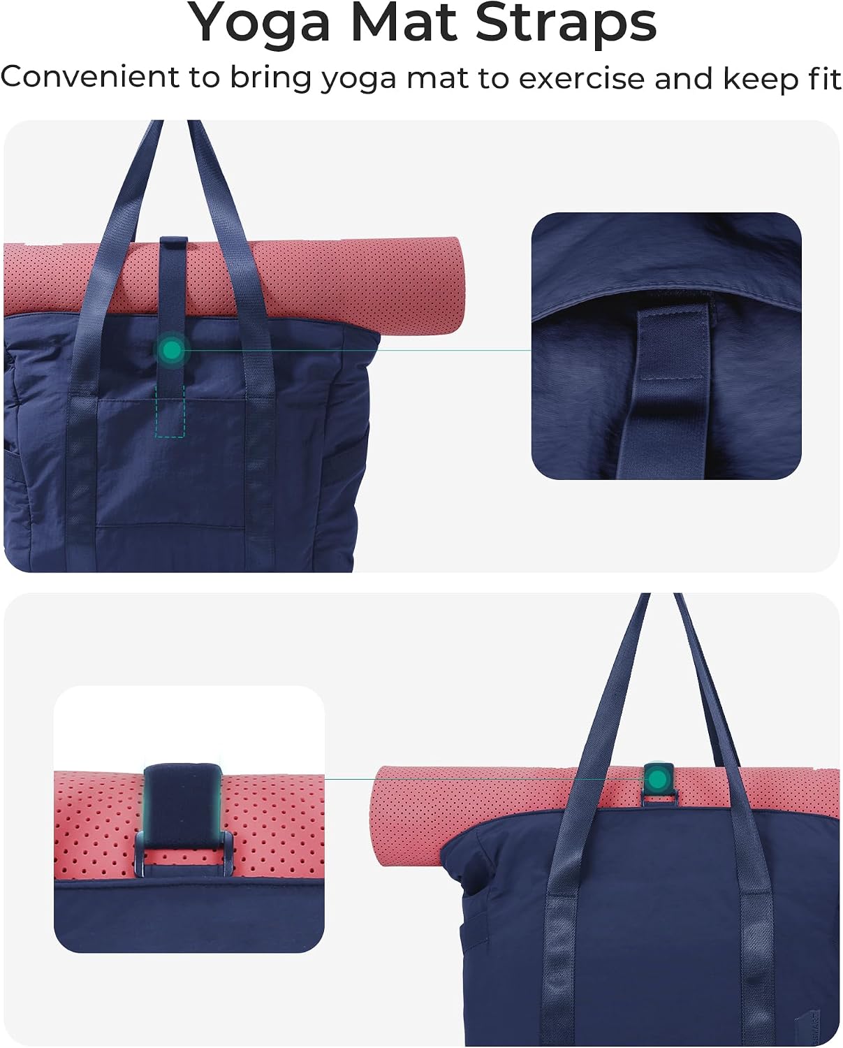 BAGSMART Gym Tote Bag for Women, 24L/28L Travel Tote Yoga Mat Bag