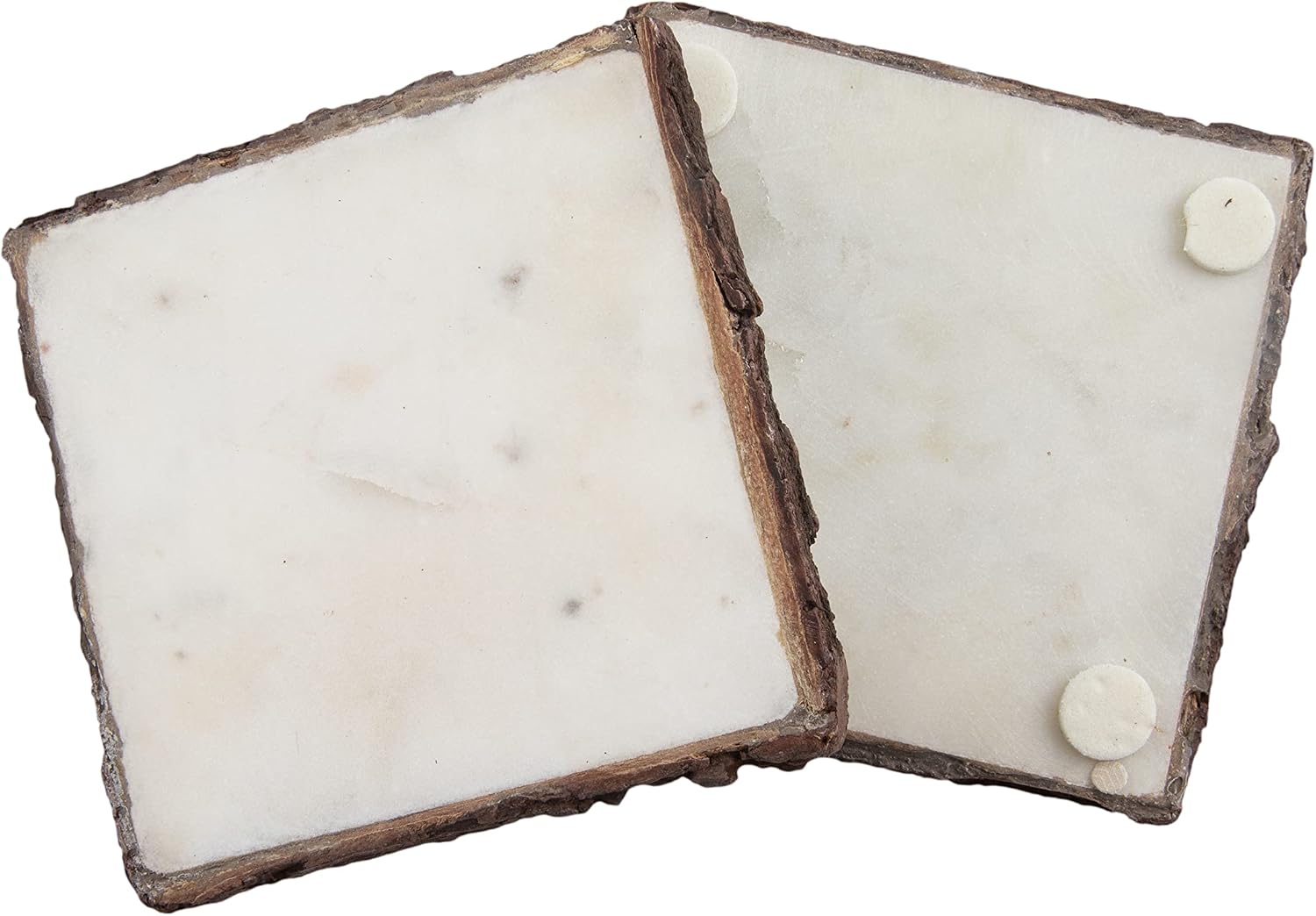 Thirstystone 4 Pack Natural Marble Square Coasters with Protective Cork Backing, Elegant, Luxourious, Easily Wipes Clean