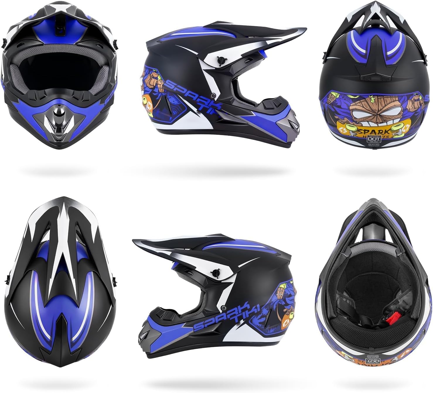 Youth Kids Dirt Bike Motocross Helmet DOT Approved Cool Tiki Graphic