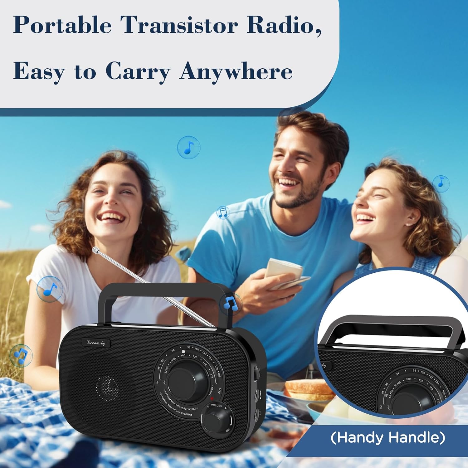 DreamSky AM FM Portable Radio Plug in Wall or Battery Operated