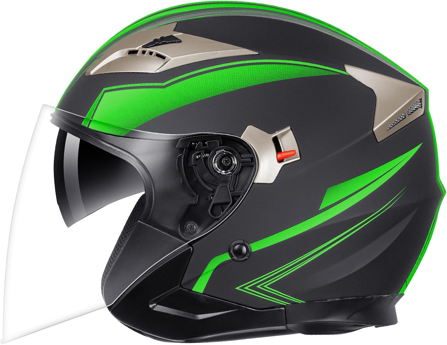 YEMA Open Face Motorcycle Helmets, DOT Approved 3/4 Moped Helmet Dual Visor Quick Release Buckle, Helmets for Adults Motorcycle Men Women Helmets for Moped Scooter Streey