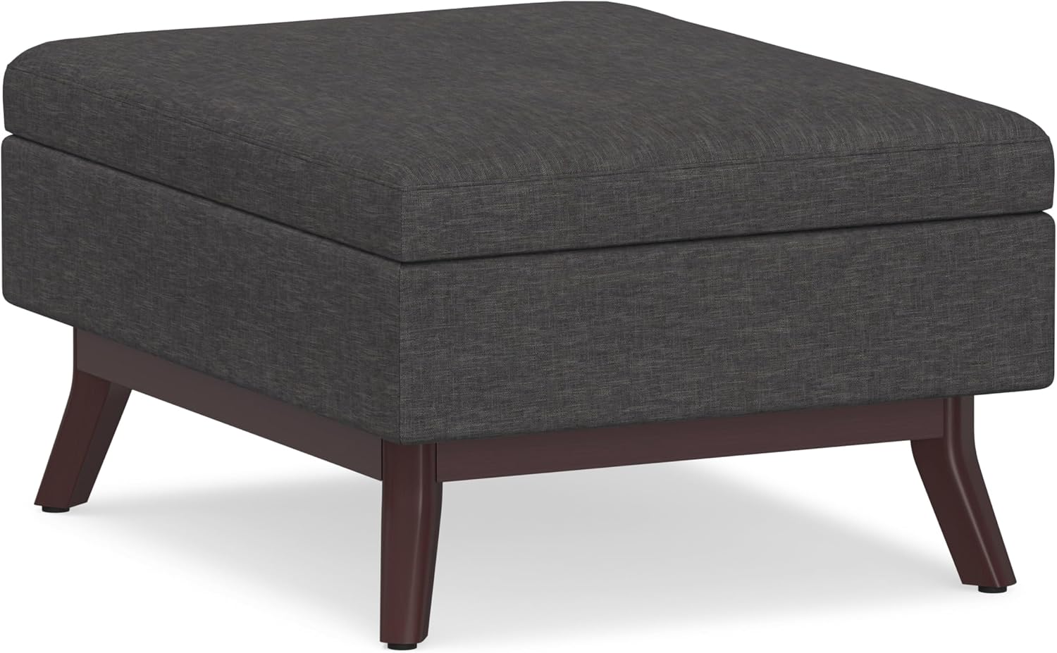 SIMPLIHOME Owen 34" Wide Vegan Leather Lift Top Ottoman in Dark Blue
