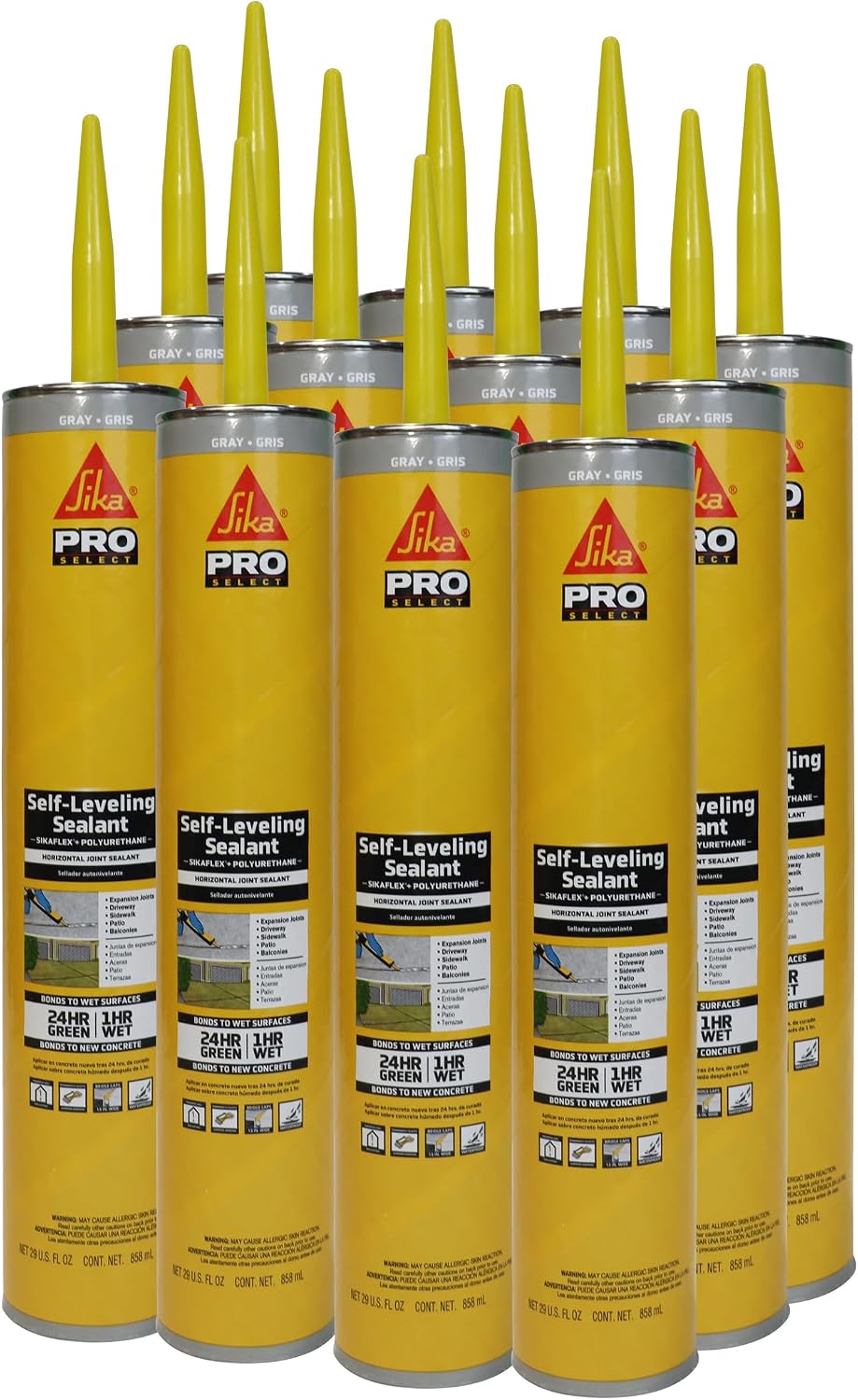 SIKA Sikaflex Self-Leveling Sealant, Gray Polyurethane, Fast Curing, for Concrete Expansion Joints, Waterproof, Paintable, Fills Cracks up to 1.5 in., 10.1 fl. oz Cartridge
