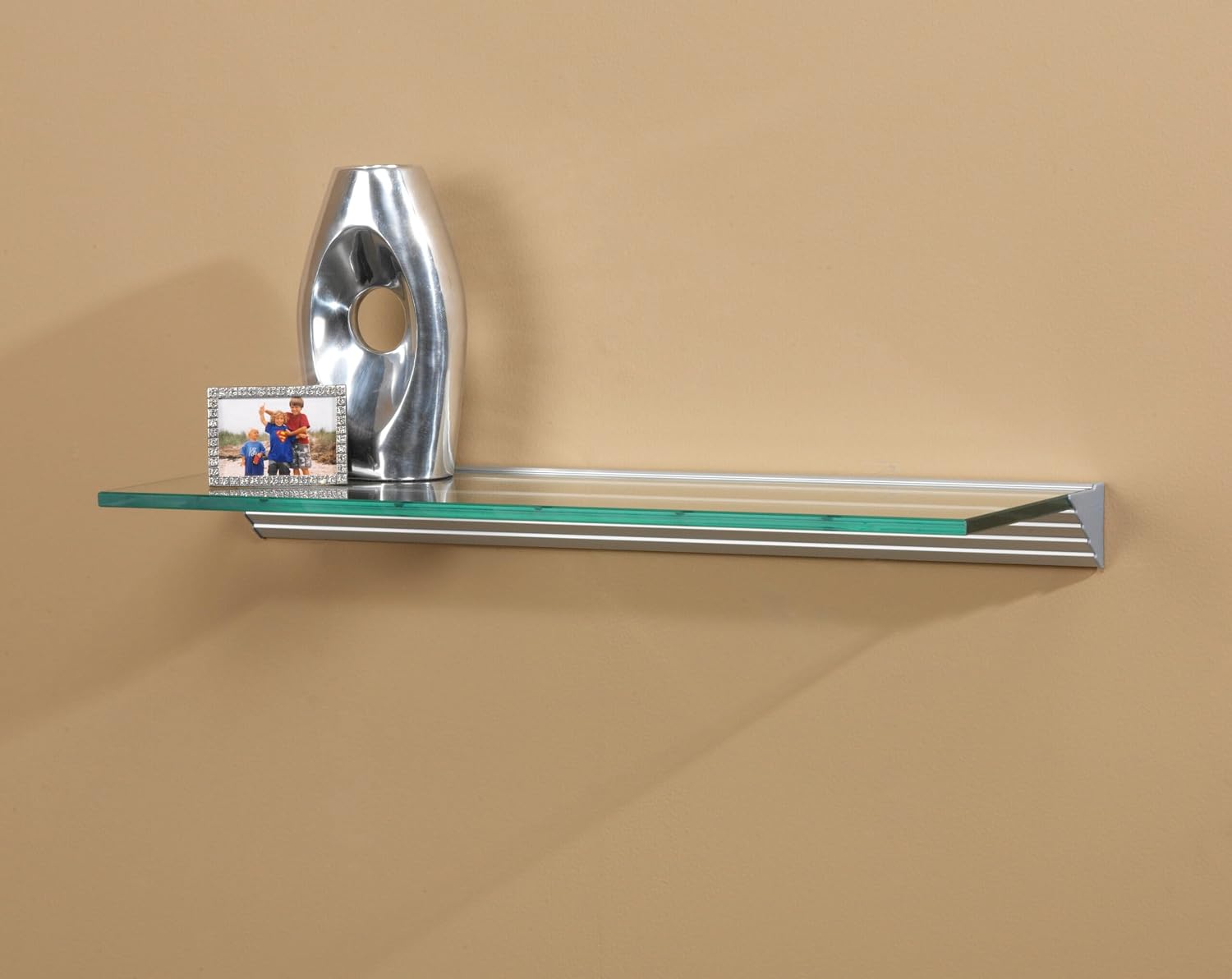 LTL Home Products GL9020CLKIT Wallscapes Glacier Floating Glass Wall Shelf Kit, 8" x 36", Clear Glass