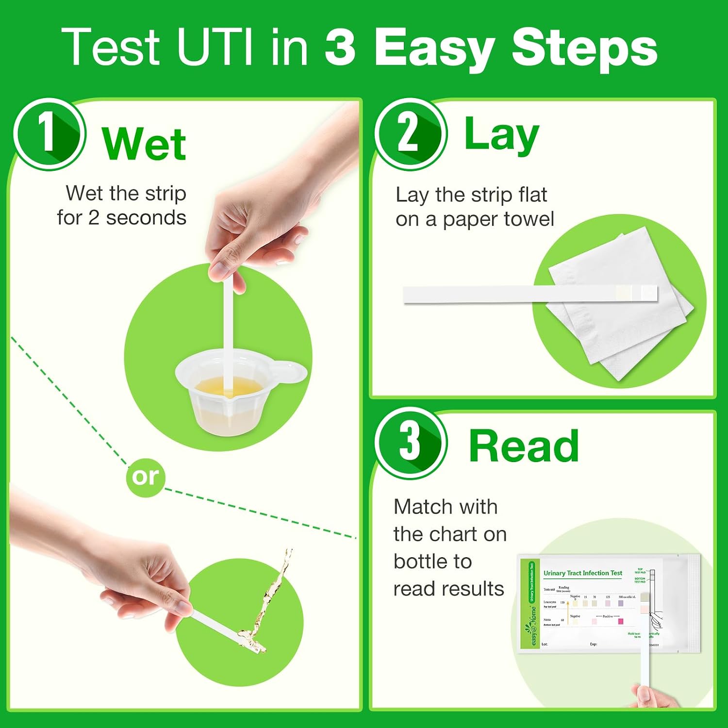 Easy@Home Urinary Tract Infection Test Strips 50 Individual Pack, Urine Test Strips for UTI Infections, Urinalysis Kit