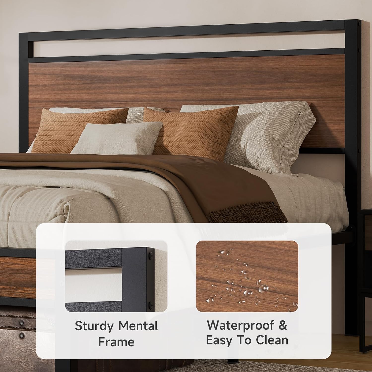Z-hom Easy Assembly Queen Bed Frame & Headboard Footboard,Underbed Storage | Sturdy Metal Structure,Silent Anti-Slip Support,Under Bed Storage Space,No Box Spring Needed,Modern Bedroom Furniture