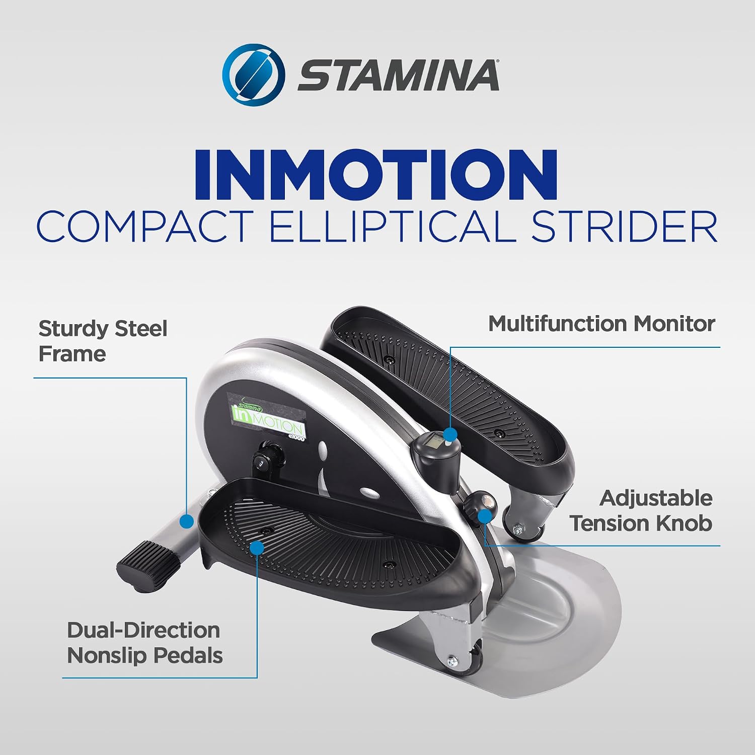 Stamina Inmotion Compact Strider Foot Exercise Machine - Under Desk Elliptical - Standing or Seated Elliptical Fitness Equipment