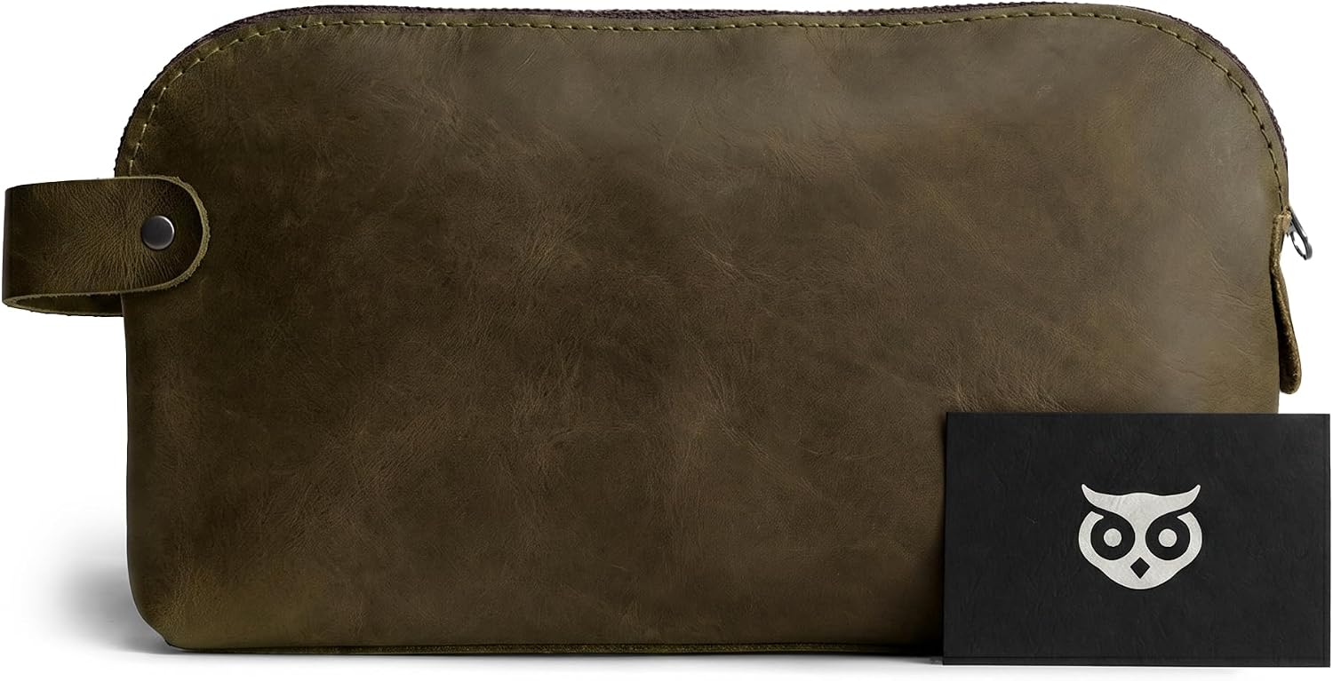 Hide & Drink, Large Rustic All Purpose Utility Bag for Cords & Chargers, Travel Bag, Multi-Purpose Bag, Full Grain Leather