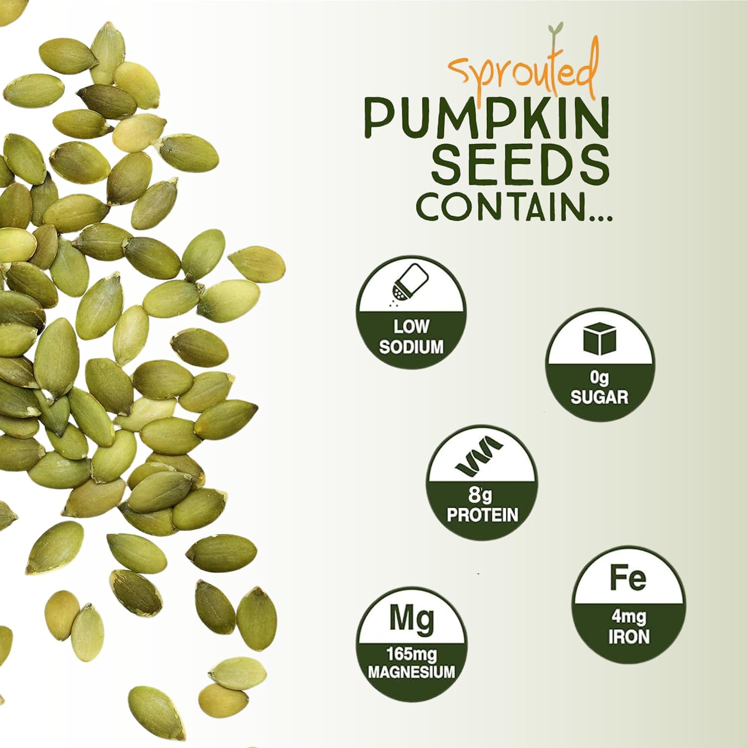 Harvested For You Sea Salted Sprouted Pumpkin Seeds, 22oz Bag, Non GMO, Paleo, Gluten Free, Vegan, Organic, Plant Based, Keto