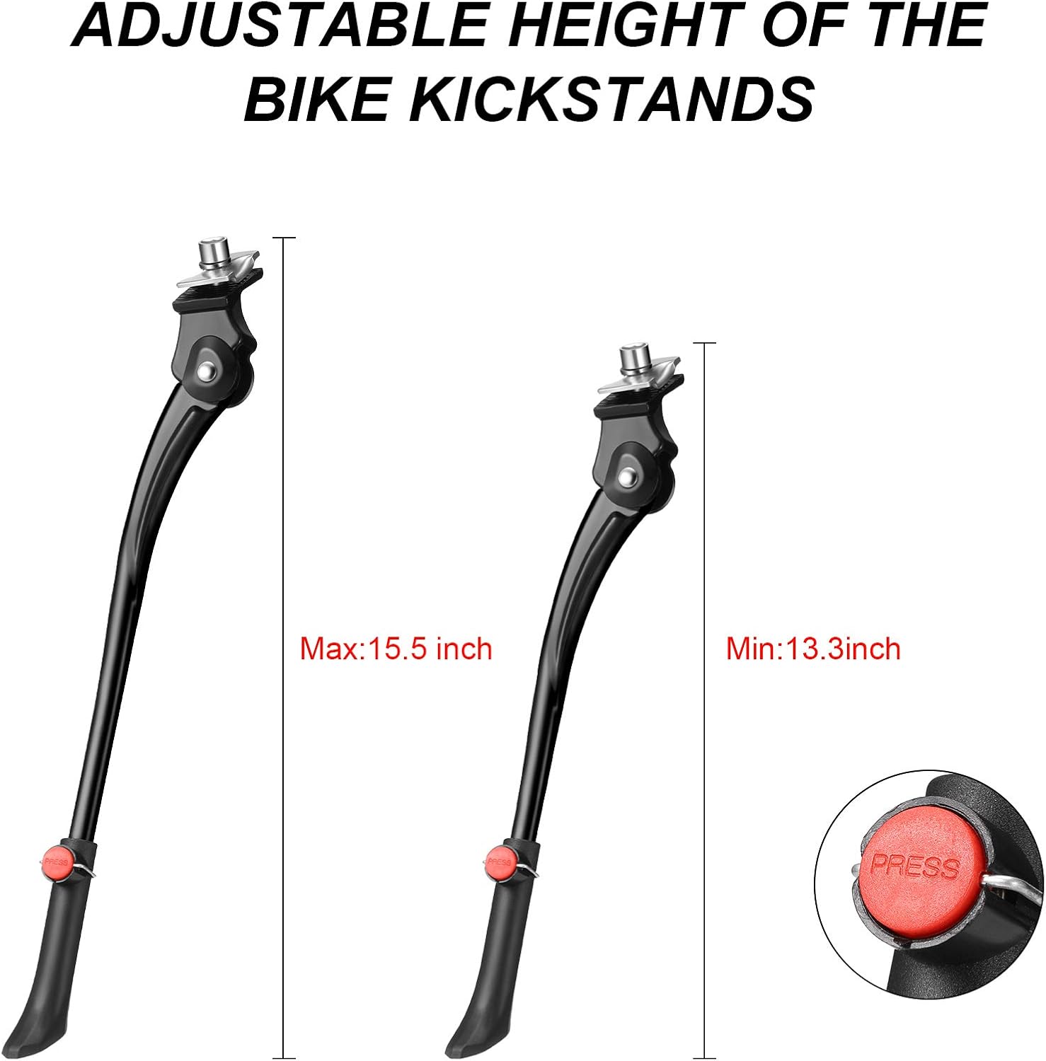Boao Cycling Side Kickstand Adjustable Bicycle Support Stand Aluminum Alloy Bike Support Stand with 8 mm Hexagon Wrench for 24, 26