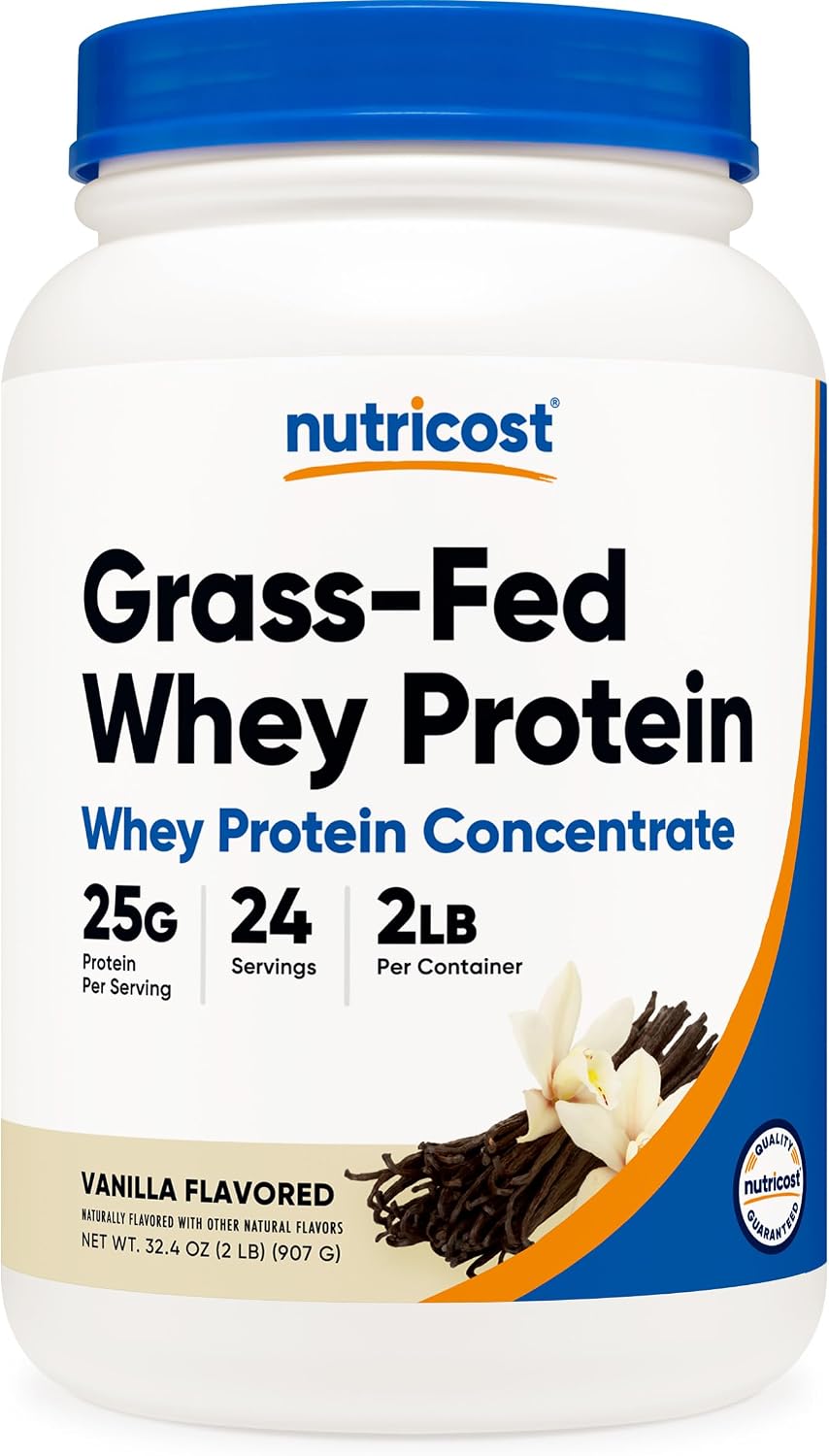 Nutricost Grass-Fed Whey Protein Concentrate (Unflavored) 2LBS | Undenatured, GMO-Free, Gluten Free, Natural Flavors