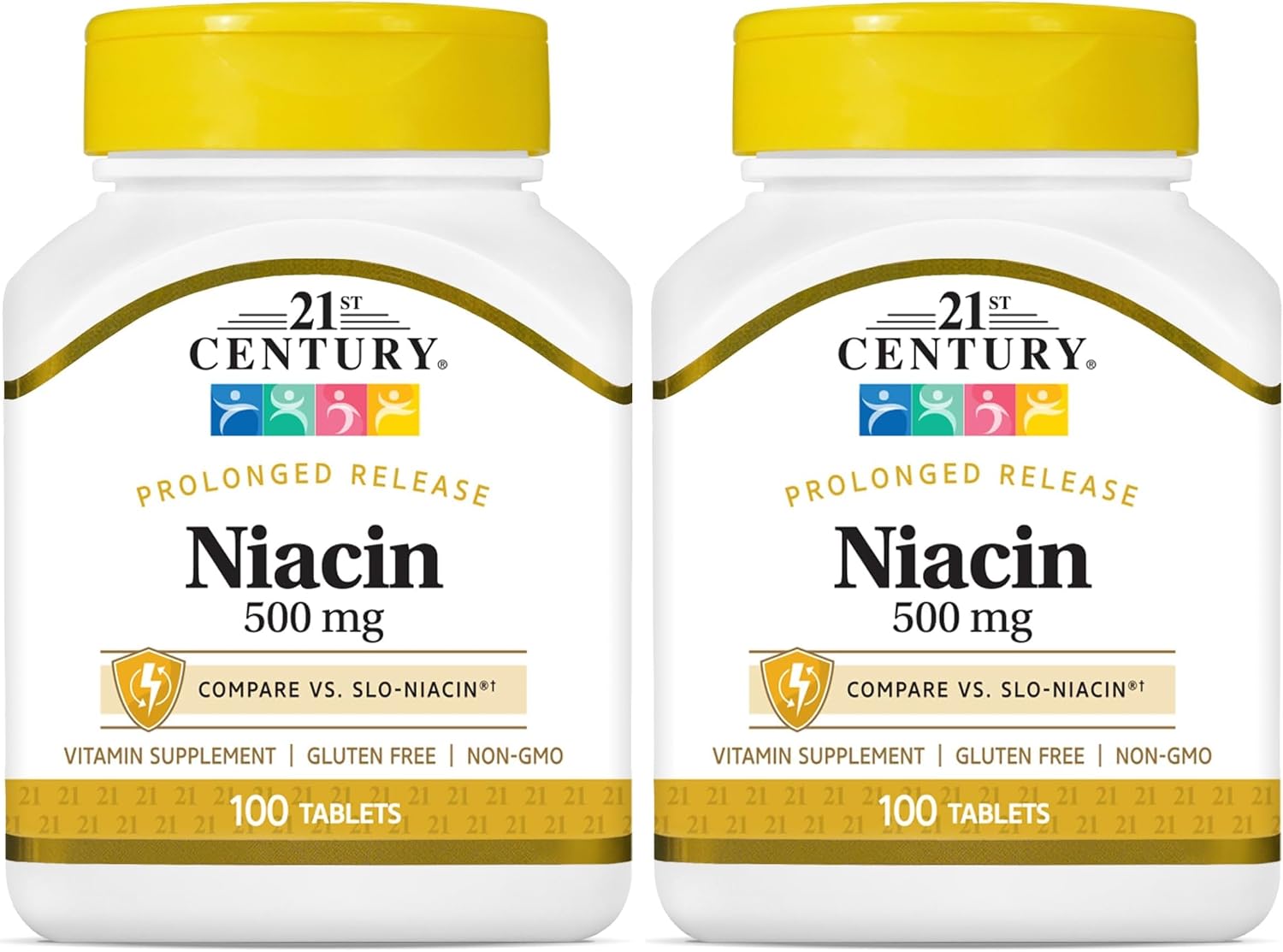 21st Century Niacin 500mg Prolonged Release Tablets, Vitamin B3, 100ct | Vitamin B3 Niacin 500 mg, Energy Metabolism, Heart & Nervous System Support, Prolonged-Release Formula, Non-GMO, Gluten Free