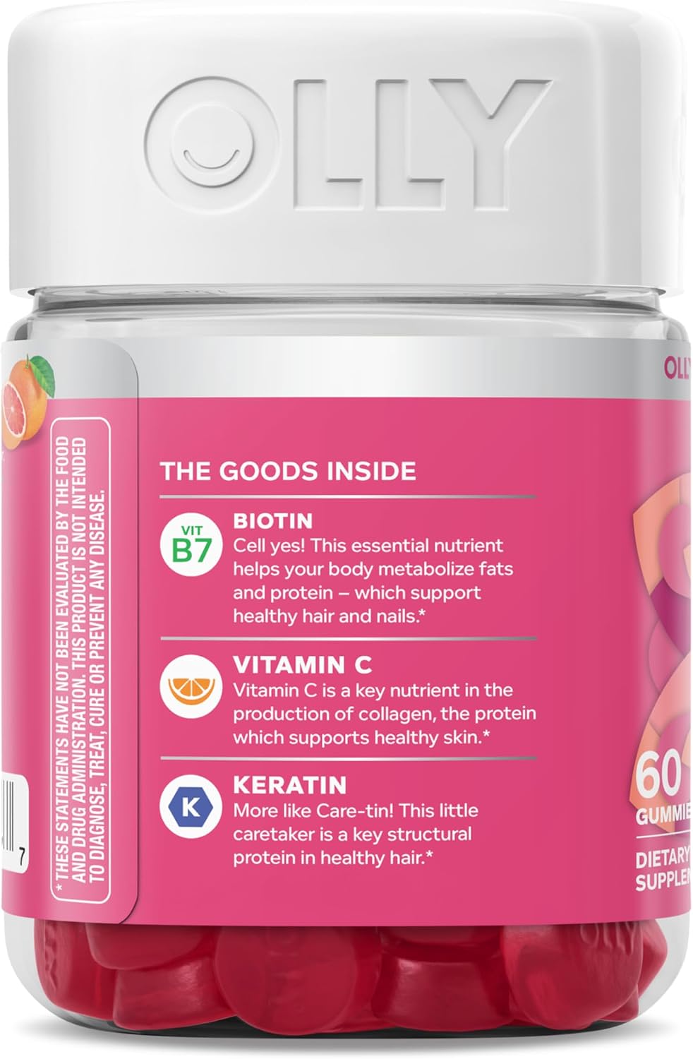 OLLY Hair Skin and Nails Gummies, Undeniable Beauty, Biotin - 60 Count