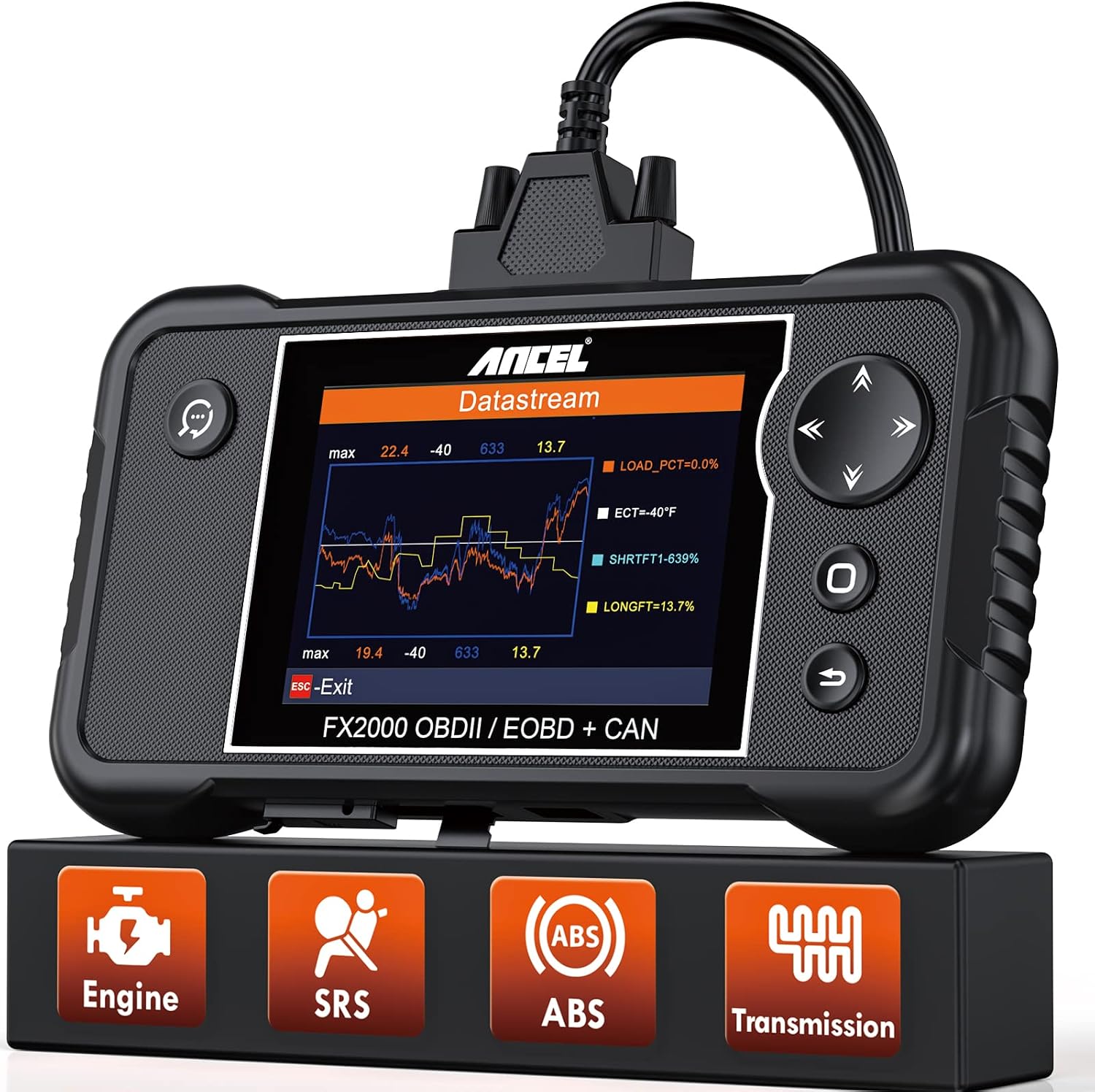 ANCEL FX2000-US OBD2 Scanner Diagnostic Tool, Engine ABS Airbag Transmission Code Reader with Live Data