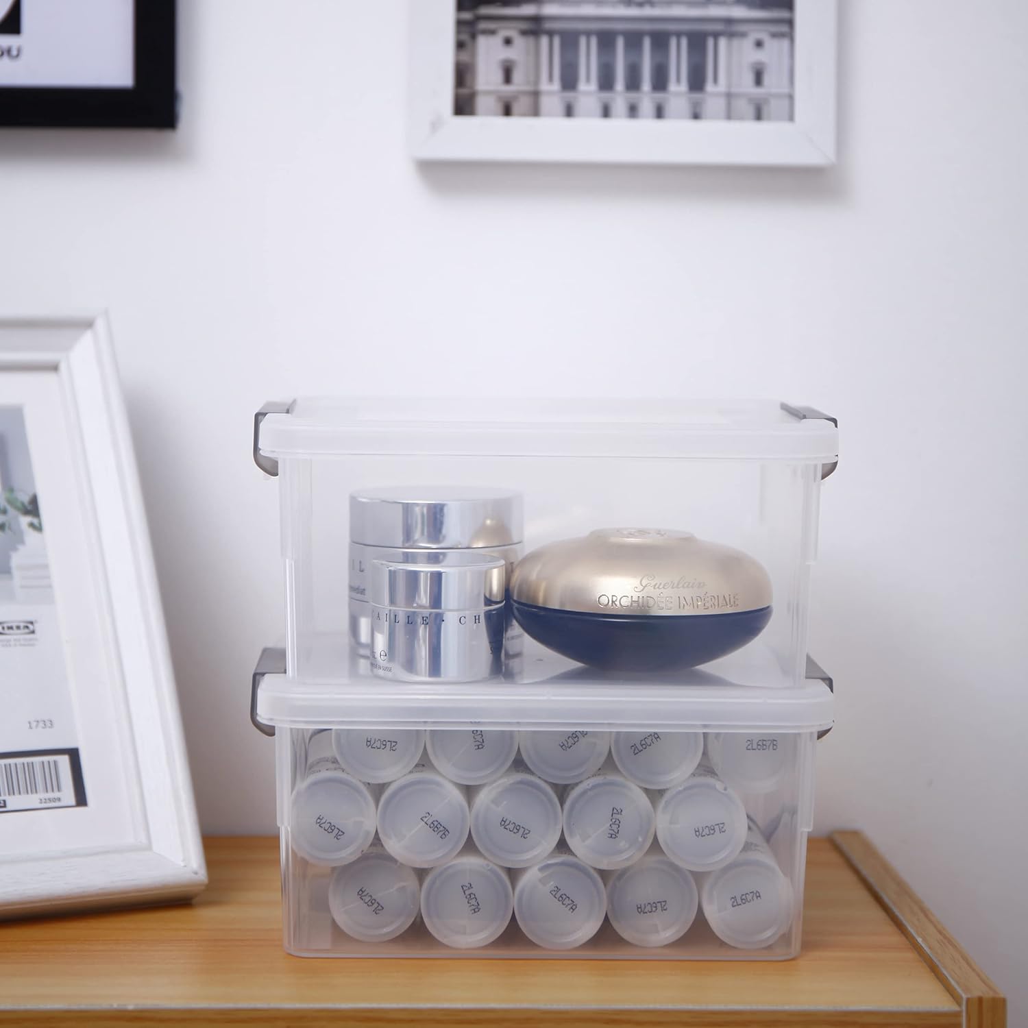 Citylife 10Packs 1.3Qt Small Storage Bins with Lids,Stackable Clear