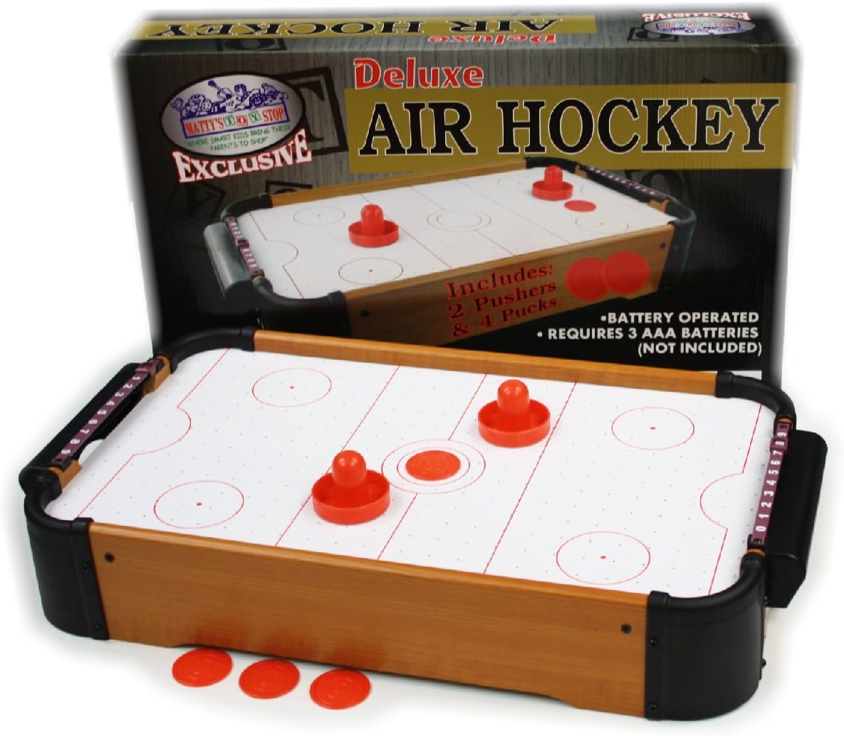 Matty's Toy Stop Deluxe 20" Wooden Table Top Air Hockey (Extra Pucks) & Foosball (Soccer) (Extra Balls) Games Gift Set Bundle - 2 Pack