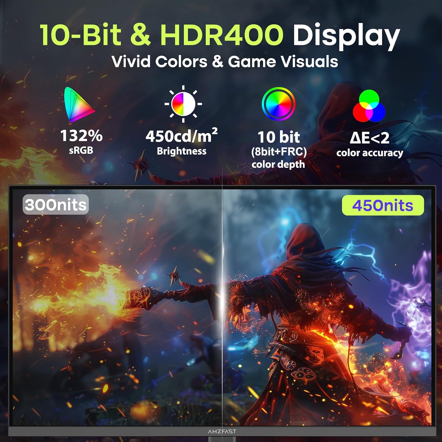 Amzfast 34 Inch Curved Monitor 240Hz UWQHD (3440x1440) Gaming Monitor, 1ms G-SYNC Compatible, 1500R, PIP/PBP, HDR400, 96% DCI-P3, Tilt/Swivel/Height Adjustable, TÜV Rheinland, HDMI 2.1, AMZG34C8 Pro