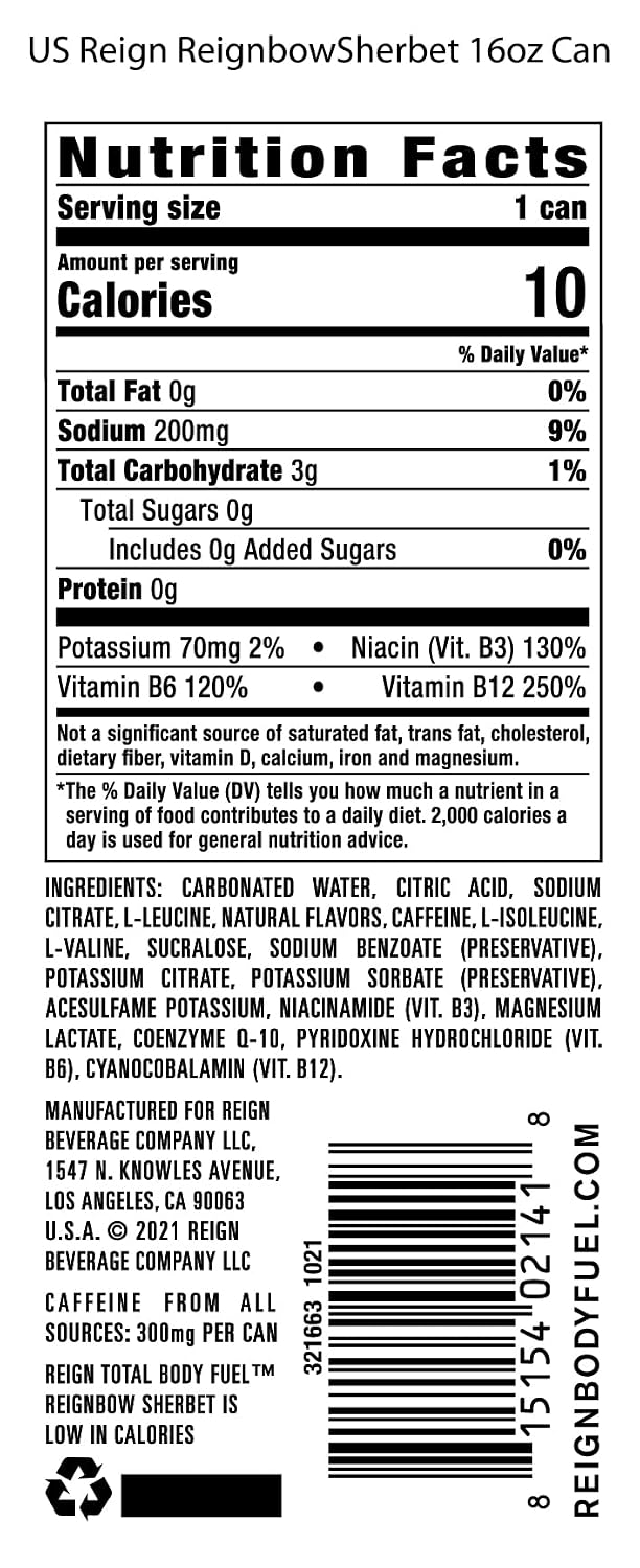 Reign Total Body Fuel, Orange Dreamsicle, Fitness & Performance Drink, 16 Fl Oz (Pack of 12)