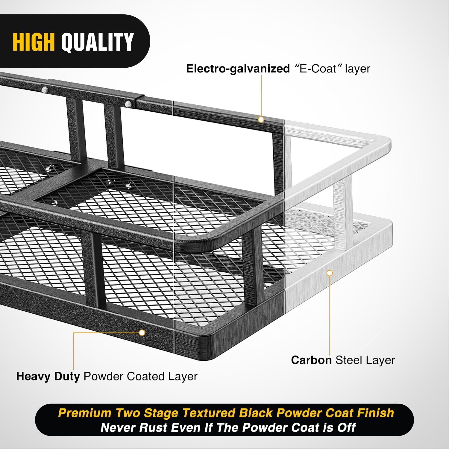 Nilight 32”×26”×4” RV Bumper Mounted Cargo Rack Carrier with Net Fits 4-inch or 4-1/2-inch Bumpers Heavy Duty Luggage Holder Basket for RV Camping Traveling Capacity 350LBS