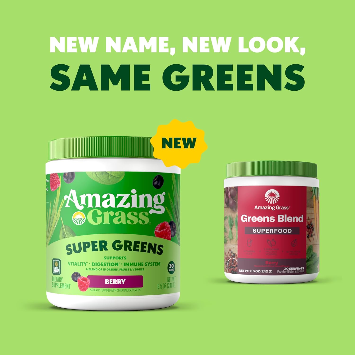 Amazing Grass Super Greens Powder Original, 60 Servings, 16.9 oz | Organic Greens Superfood Powder with Spirulina, Beet Root, Probiotics & Digestive Enzymes to Support Digestion