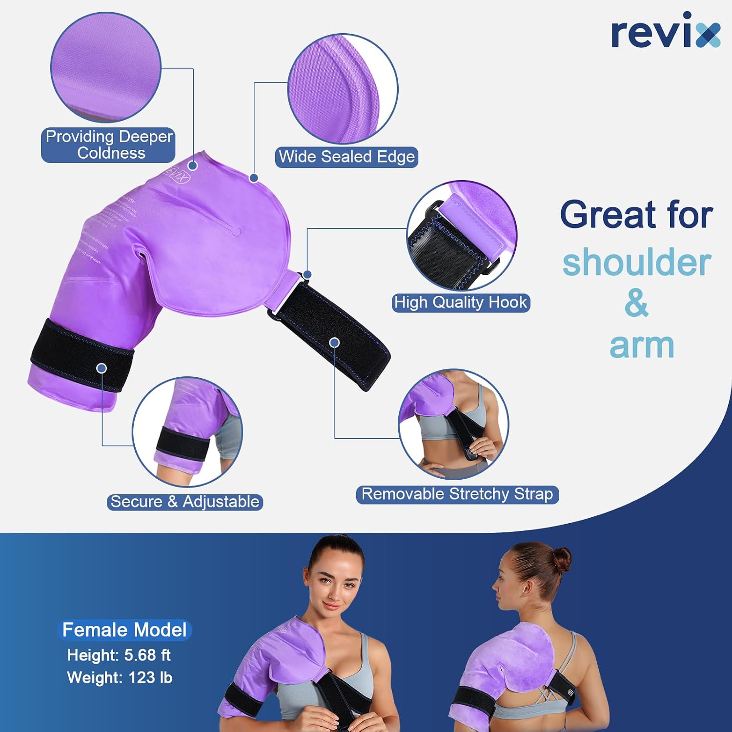 REVIX Shoulder Ice Pack Wrap for Rotator Cuff, Reusable Gel Cold Pack