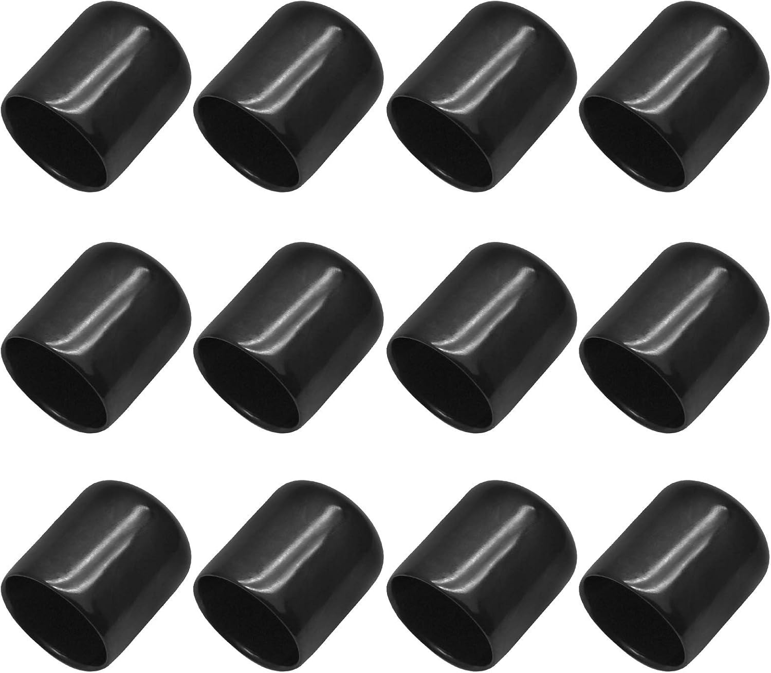 Bonsicoky 12Pcs Round Rubber End Caps 5/8" (16mm) ID, Black