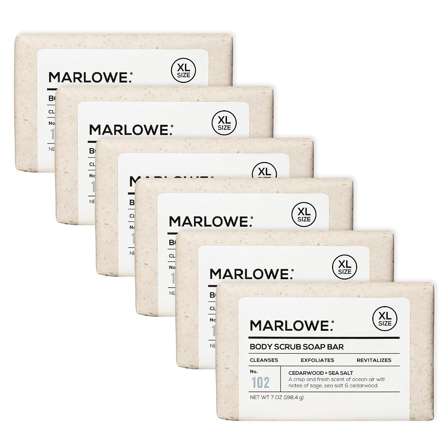 MARLOWE. Body Scrub Soap, Exfoliating Soap Bar, Sage + Fir, 7 oz | Scrub Soap Bar that deeply cleanses and exfoliates while buffing away rough, dry skin. Original Sage + Fir scent.