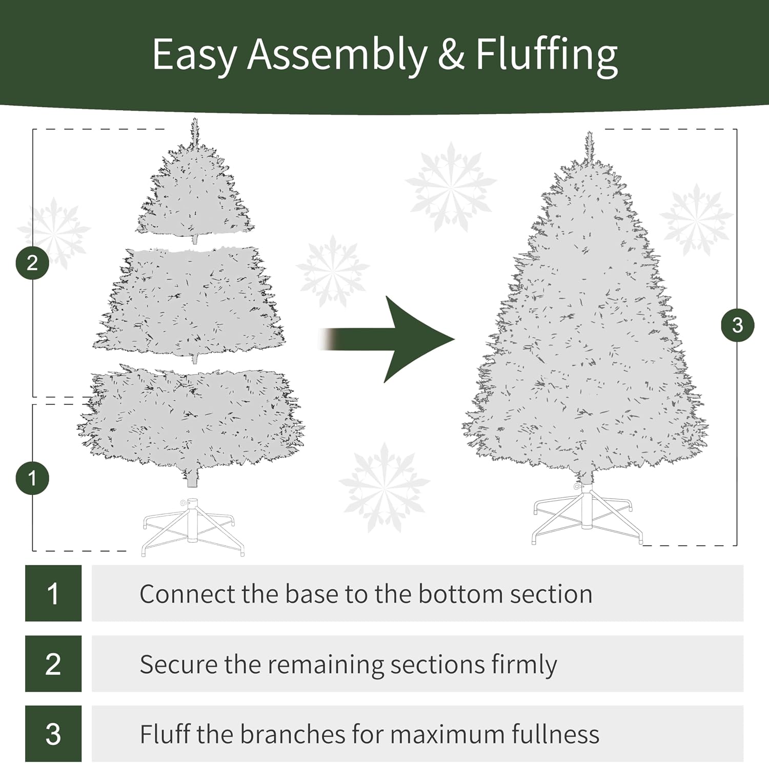 Puleo International 7.5ft Pre-Lit Slim Flocked Aspen Fir Christmas Tree with 450 Clear Lights, 1016 Realistic Dense Snow Flocked Branch Tips, Easy Setup Artificial Trees with Sturdy Metal Stand