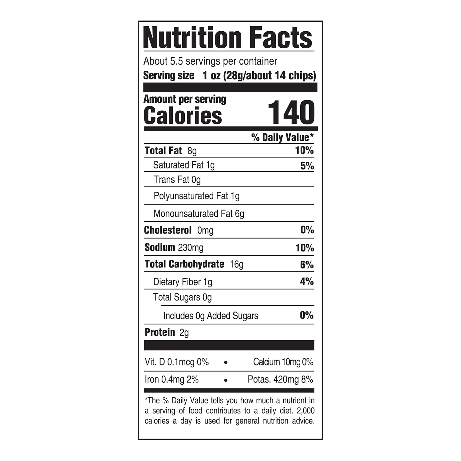 Boulder Canyon Avocado Oil Sea Salt Potato Chips 6 Count, 1.25 OZ