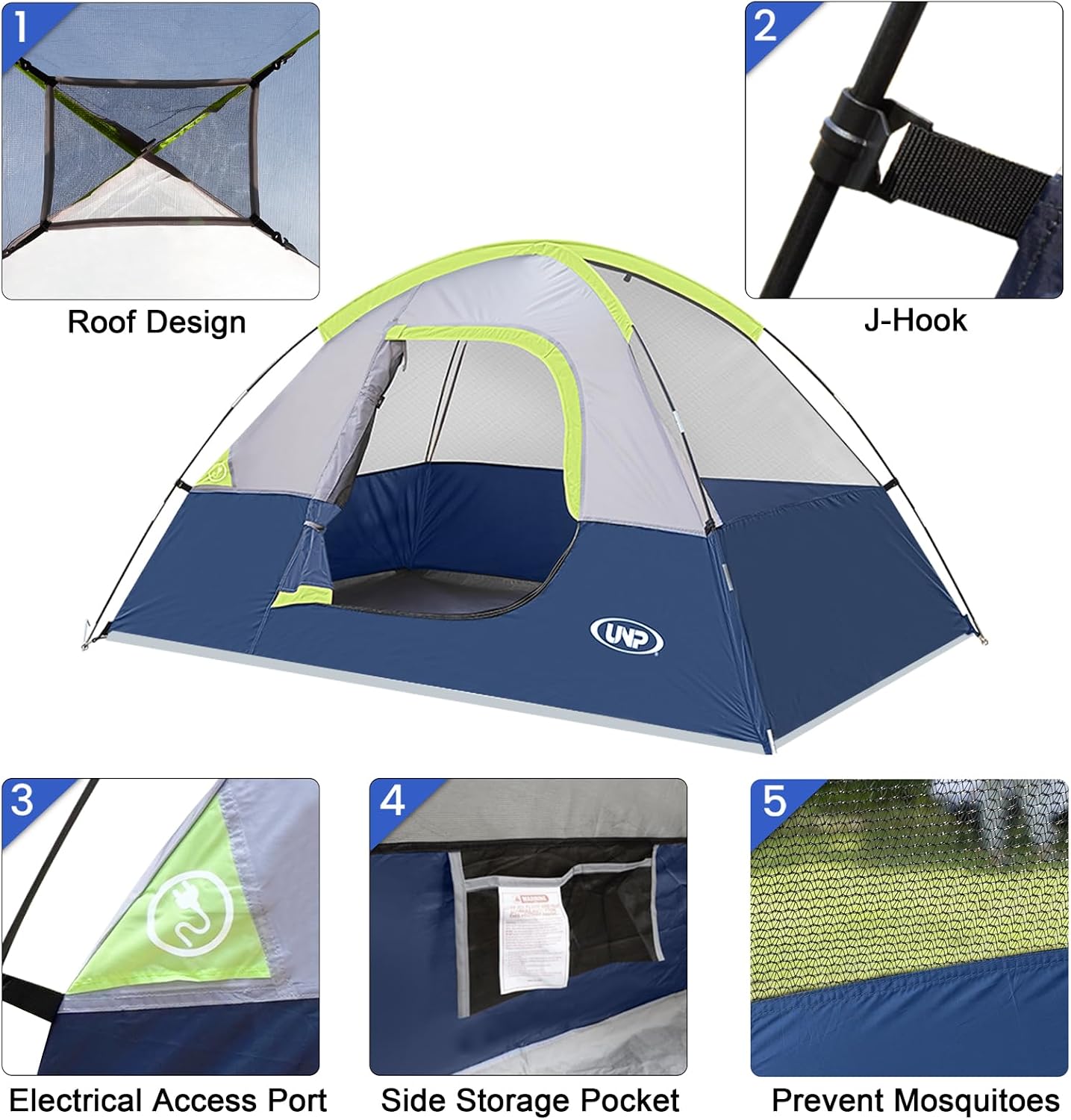 Camping Tent 2-4 Person, Waterproof Windproof Tent with Rainfly Easy Set up-Portable Dome Tents for Camping…
