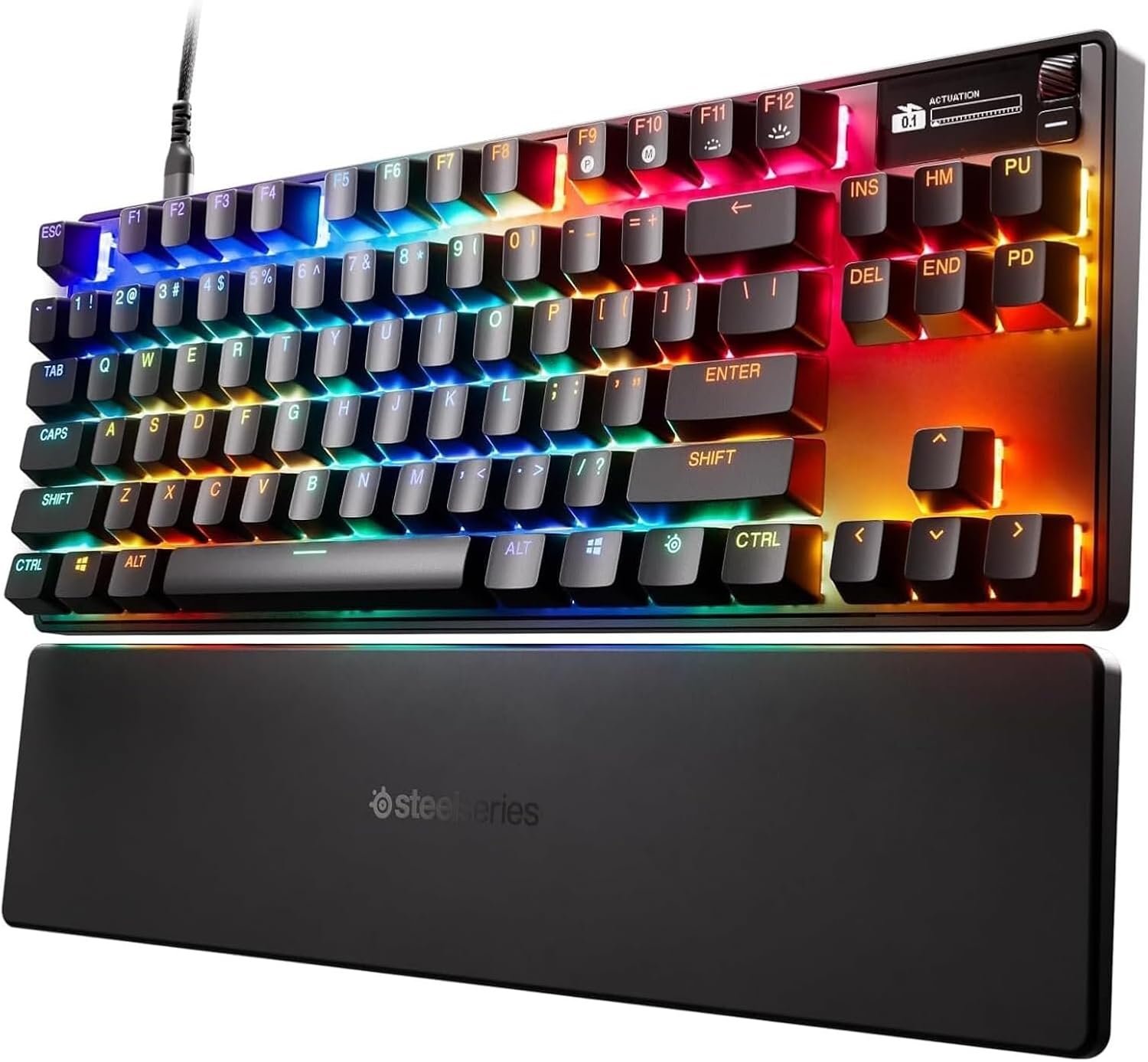 SteelSeries Apex Pro TKL Gen 3 - HyperMagnetic Gaming Keyboard - OmniPoint 3.0 Switches - Adjustable Response - Rapid Trigger - Rapid Tap/SOCD - OLED - PBT Keycaps - USB-C - US Layout QWERTY