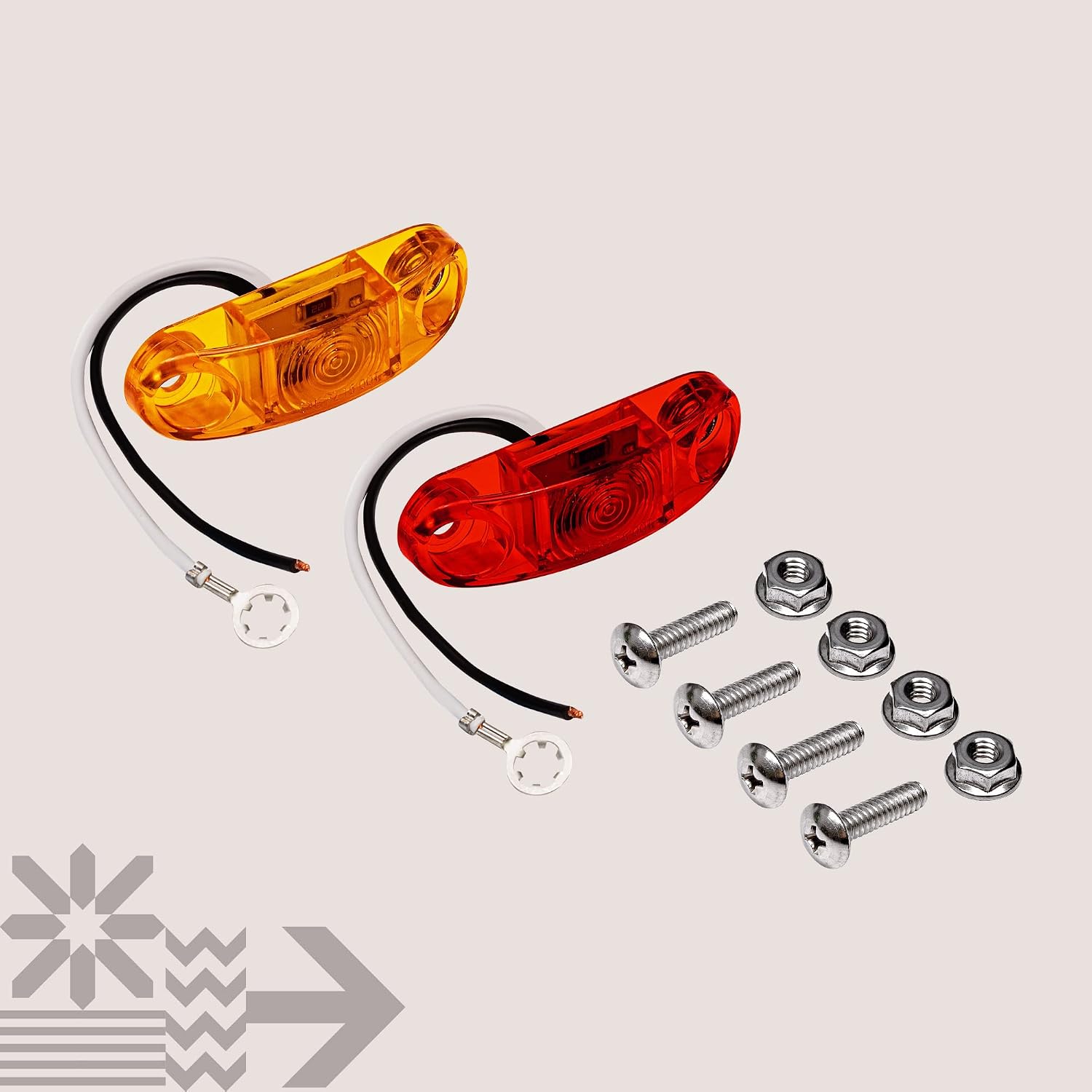 TRUE MODS 2pc 2.5" Amber Oval LED Trailer Marker Lights for Boat Trailer RV