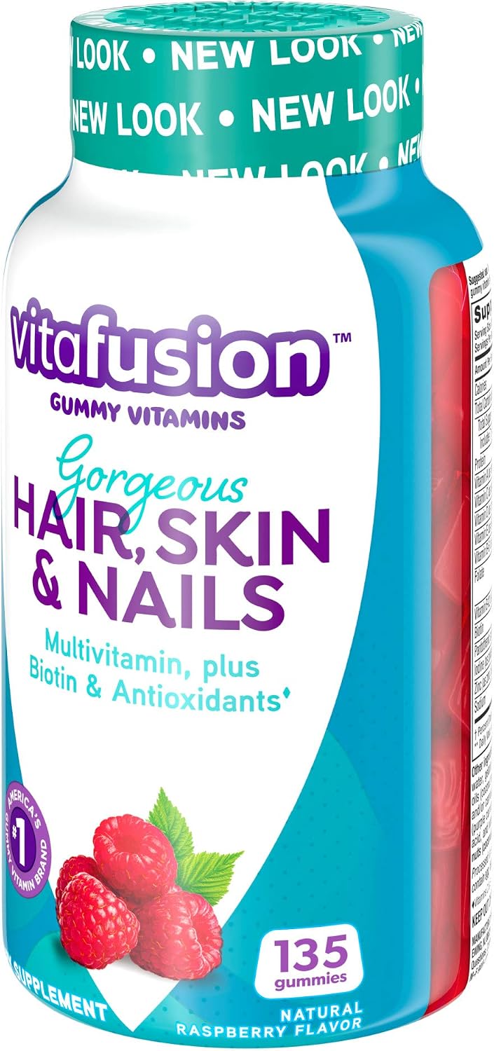 Vitafusion Hair Skin and Nails Gummies | Biotin 5000mcg | 100 Count | Gummy Vitamins for Adult Women & Men | Berry Flavor | Gluten-Free Multivitamin Supplement