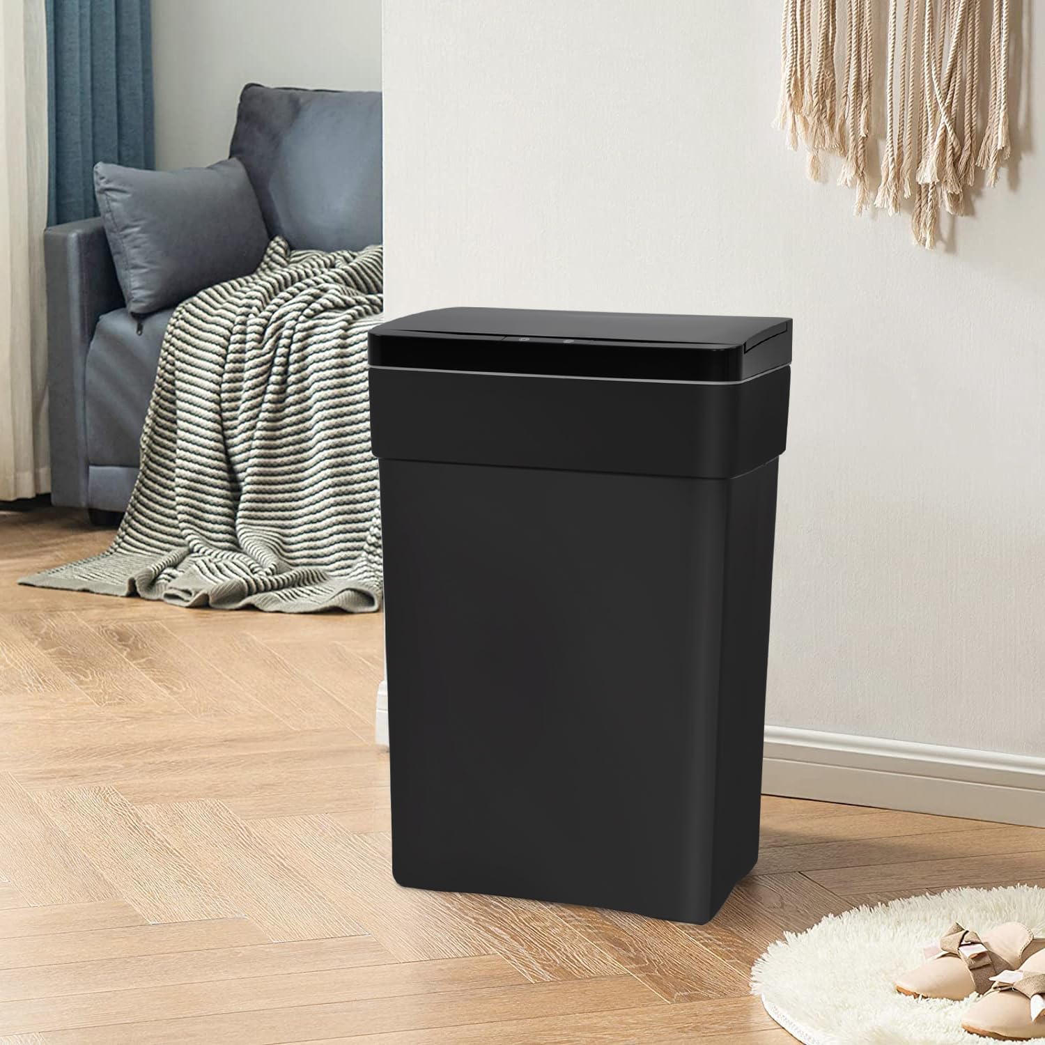 BestOffice 13 Gallon Trash Can Automatic Kitchen Trash Can Touch Free High-Capacity Garbage Can with Lid for Bedroom Bathroom Home Office 50 Liter