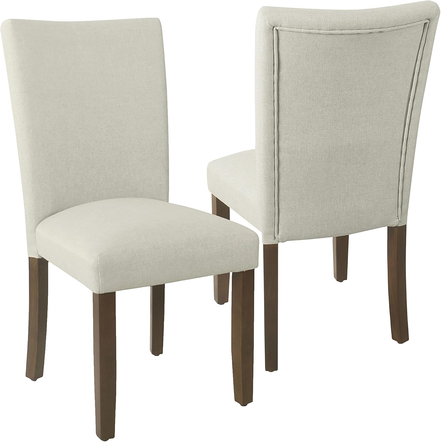 Homepop Home Decor | Classic Upholstered Parsons Dining Chairs | Set of 2 Accent Dining Chairs with Nailhead Trim, Natural Linen