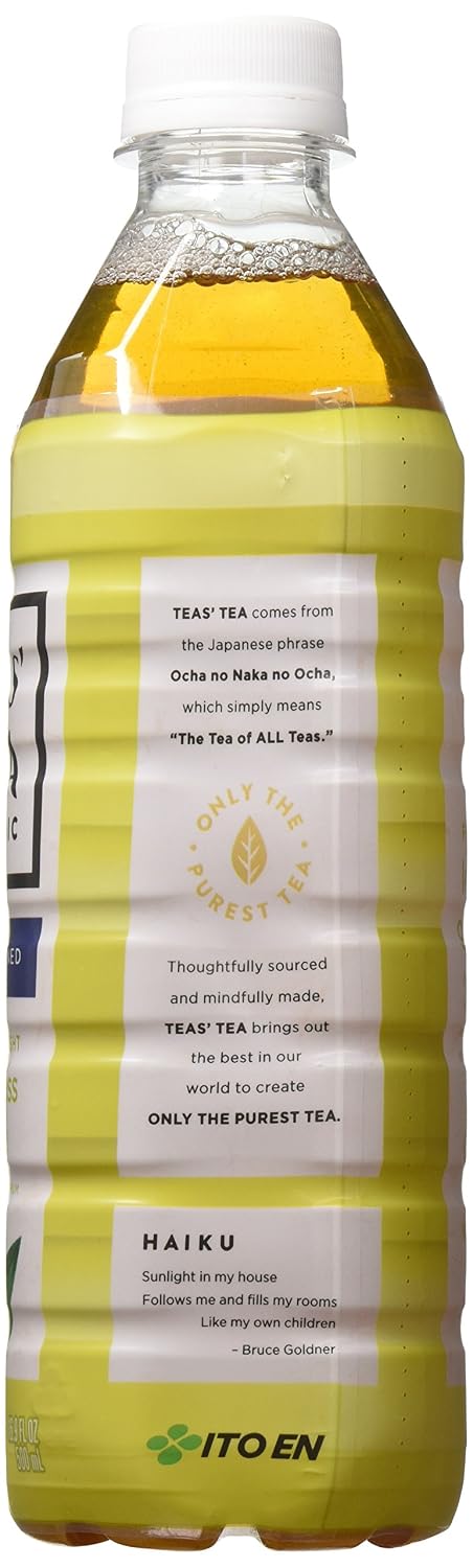 Teas' Tea Unsweetened Jasmine Green Tea 16.9 Ounce (Pack of 12) Organic, Sugar Free, 0 Calories
