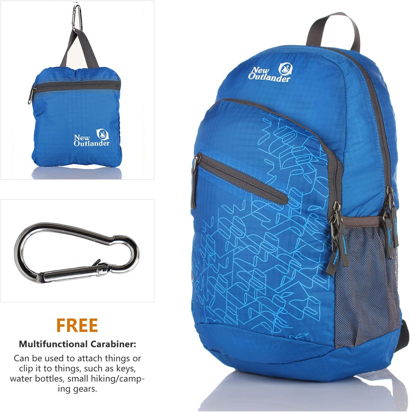 Packable Handy Lightweight Travel Hiking Backpack Daypack-Orange