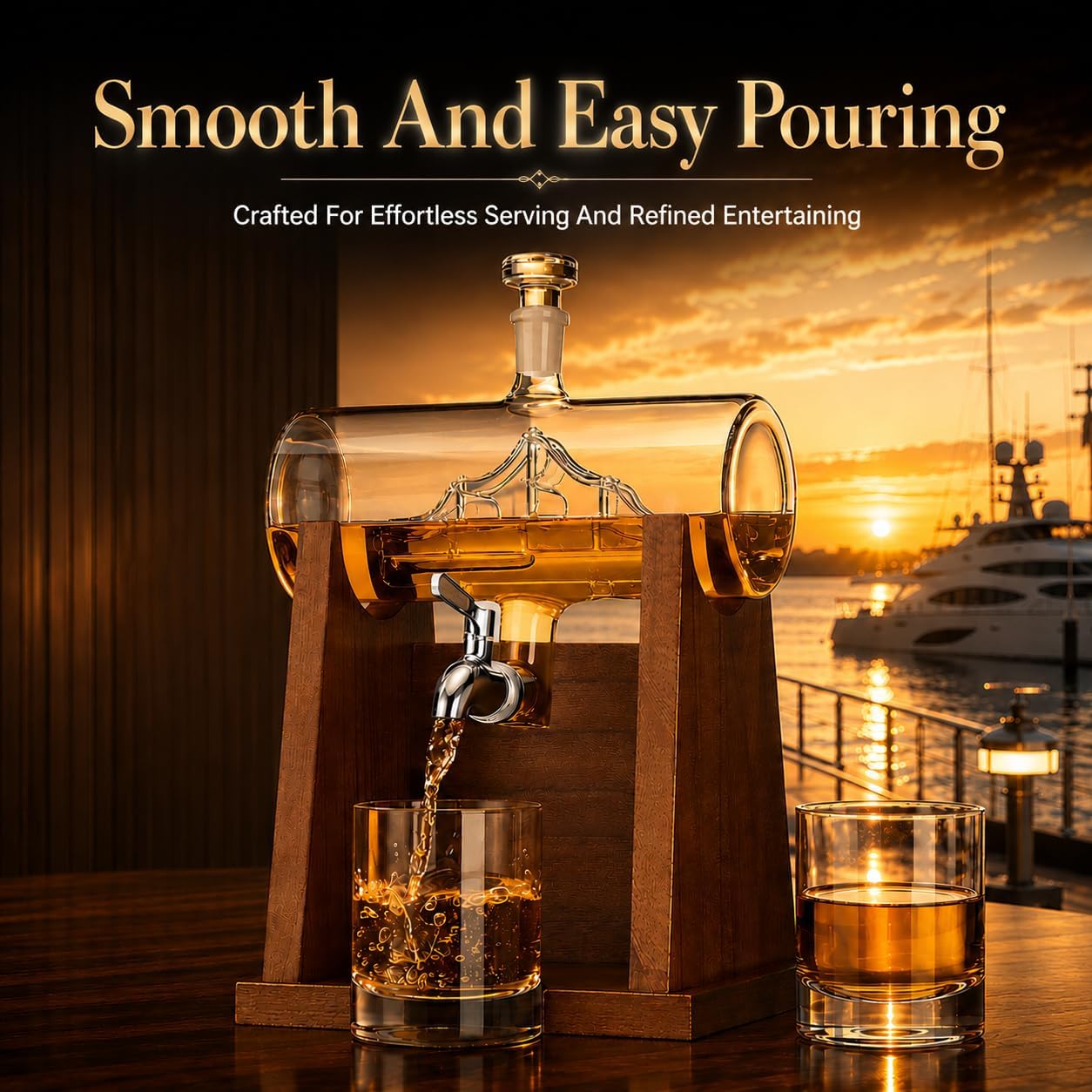 Jillmo Ship Whiskey Decanter Set for Men, 1250ml