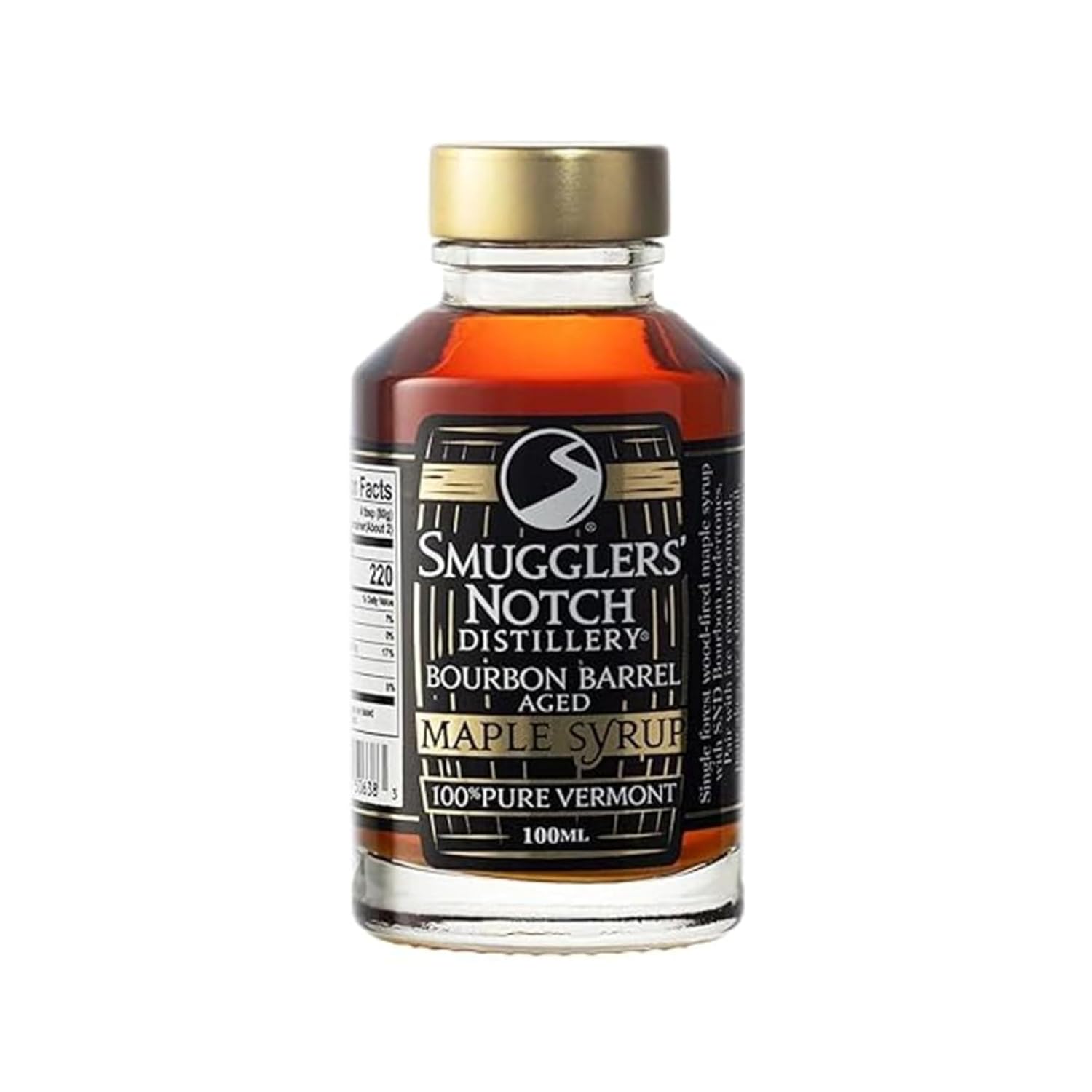 Smugglers’ Notch Maple Works – Bourbon Barrel Aged – 100% Pure Vermont Maple Syrup – Natural Sweetener & Gluten Free – Rich Taste – Waffles and Pancakes, Cocktails, Marinades, 3.38 Fl Oz. (100 mL)