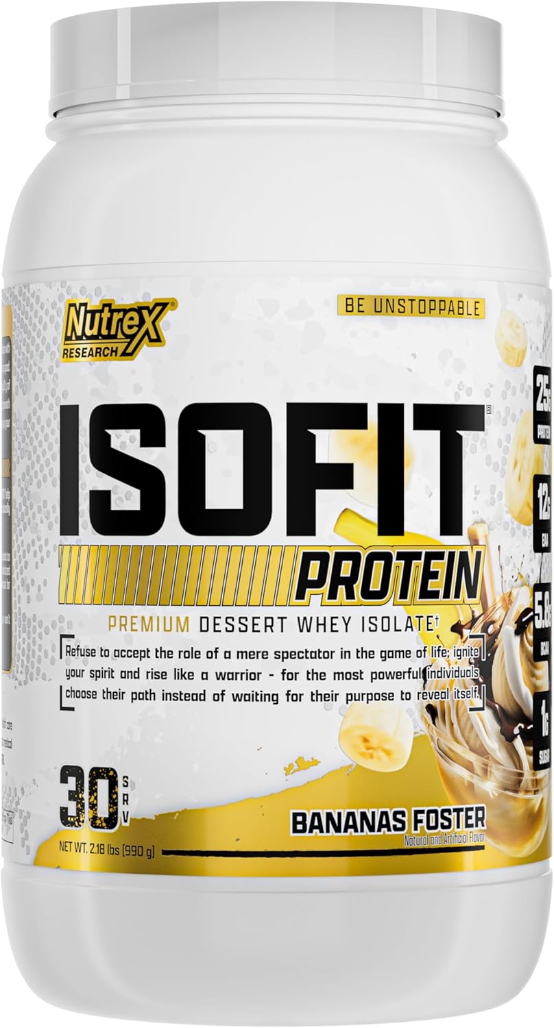 Nutrex Research IsoFit Chocolate Whey Isolate Protein Powder 100% Whey Protein Isolate | Muscle Recovery, Naturally High EAAs | Fast Absorbing, Easy Digestion | (Chocolate Shake 2lbs 30 Servings)