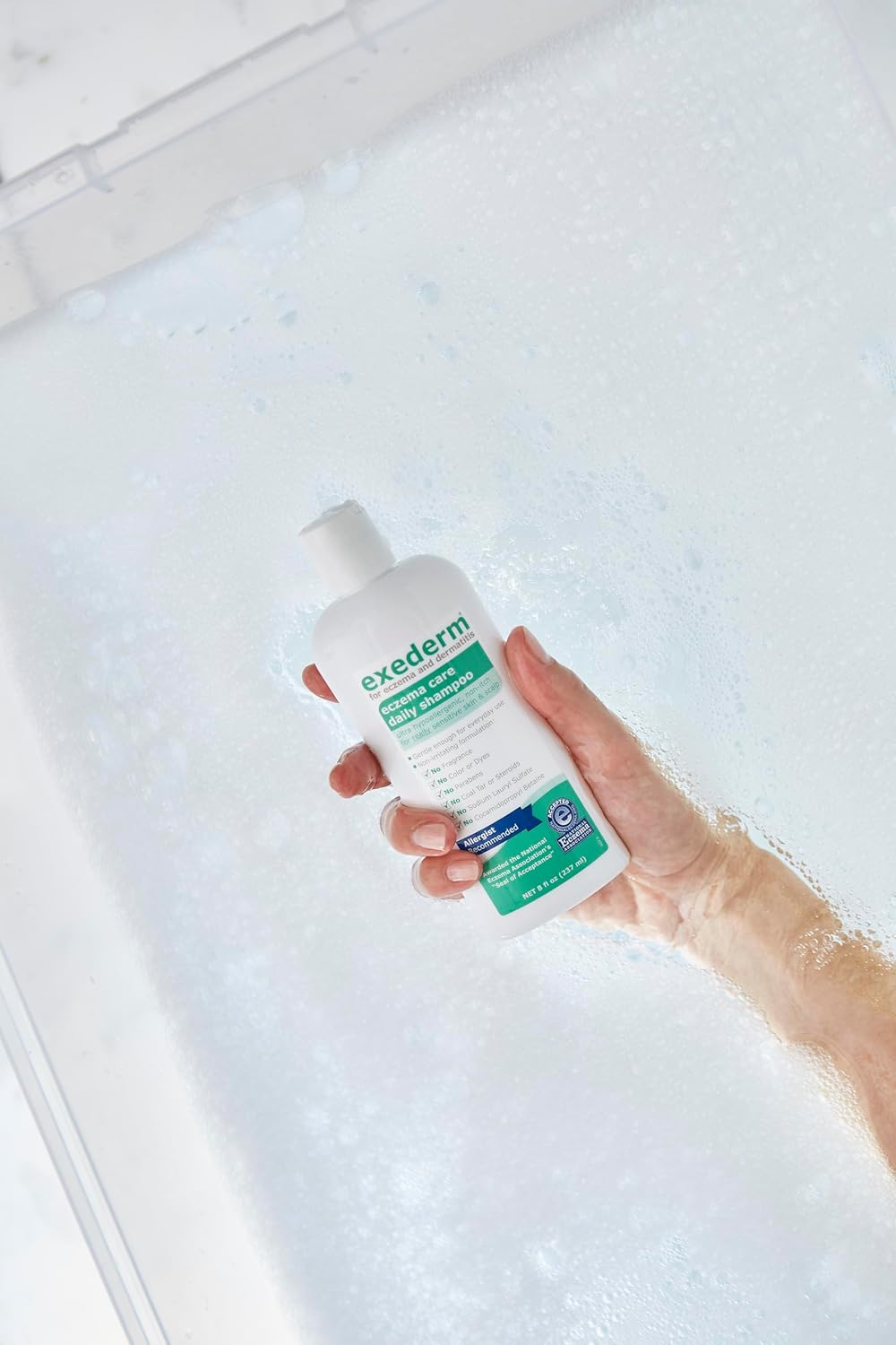 Exederm shampoo for Sensitive Scalp Eczema & Seborrheic Dermatitis 8oz | Extra gentle eczema shampoo for highly sensitive itchy allergic scalp