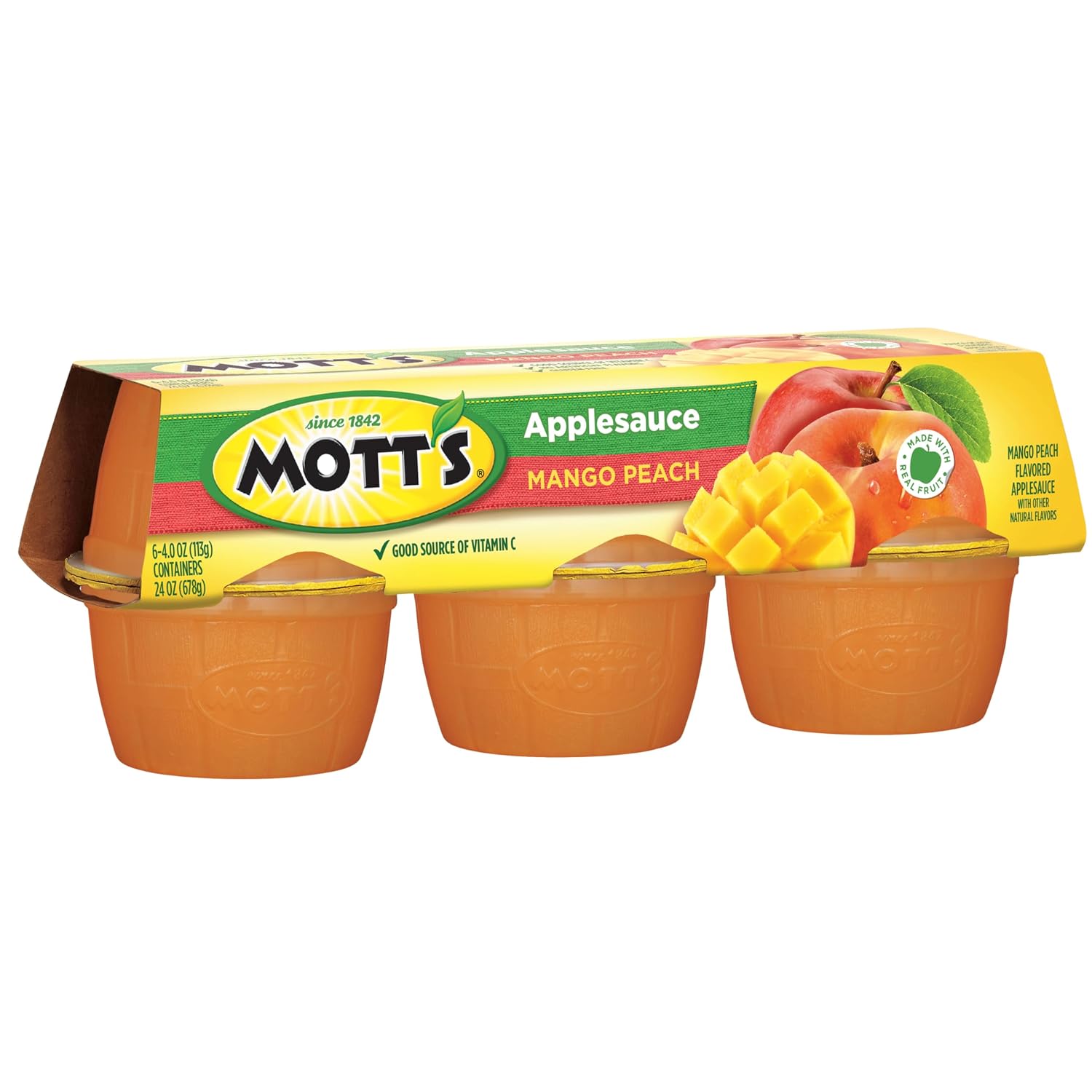 Mott's Mango Peach Applesauce, 4 oz cups, 6 count