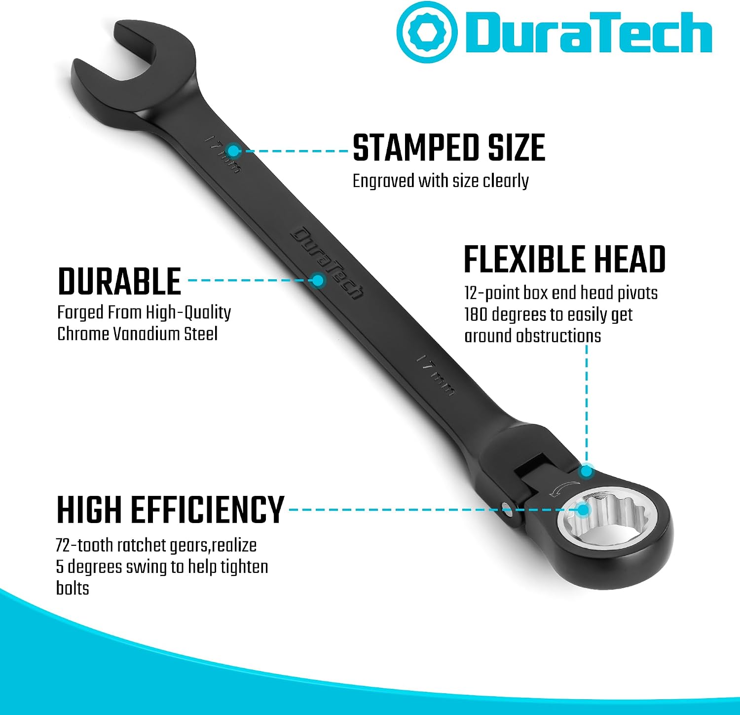 DURATECH 22-Piece Ratcheting Wrench Set, Combination Wrench Set, Metric&SAE
