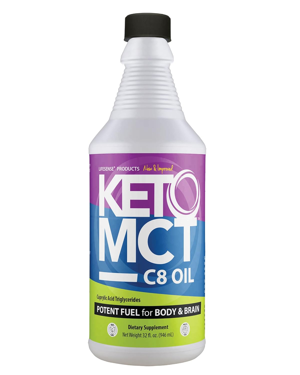 LifeSense C8 MCT Oil, Keto-Friendly, Sourced from Coconut Oil, Clinically Proven to Increase Ketone Production, Optimal Fuel for the Brain and Body