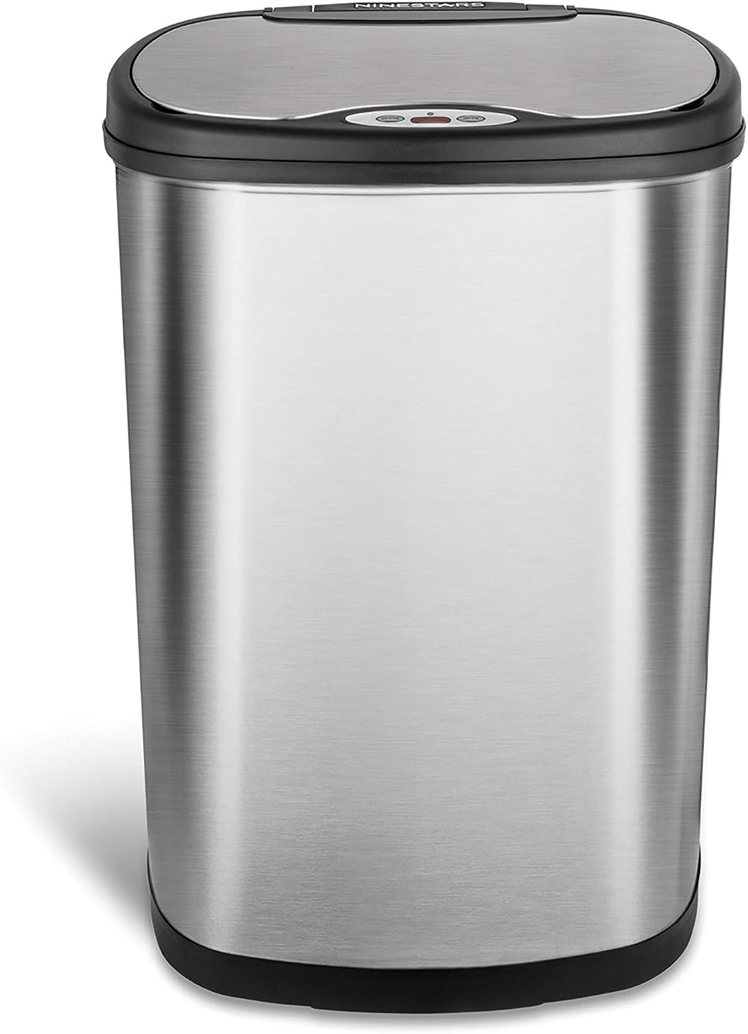 Ninestars 13 Gallon Oval Automatic Trash Can, 50L Touchless Motion Sensor Kitchen Garbage Can with Odor-Sealing Lid, Silver Stainless Steel